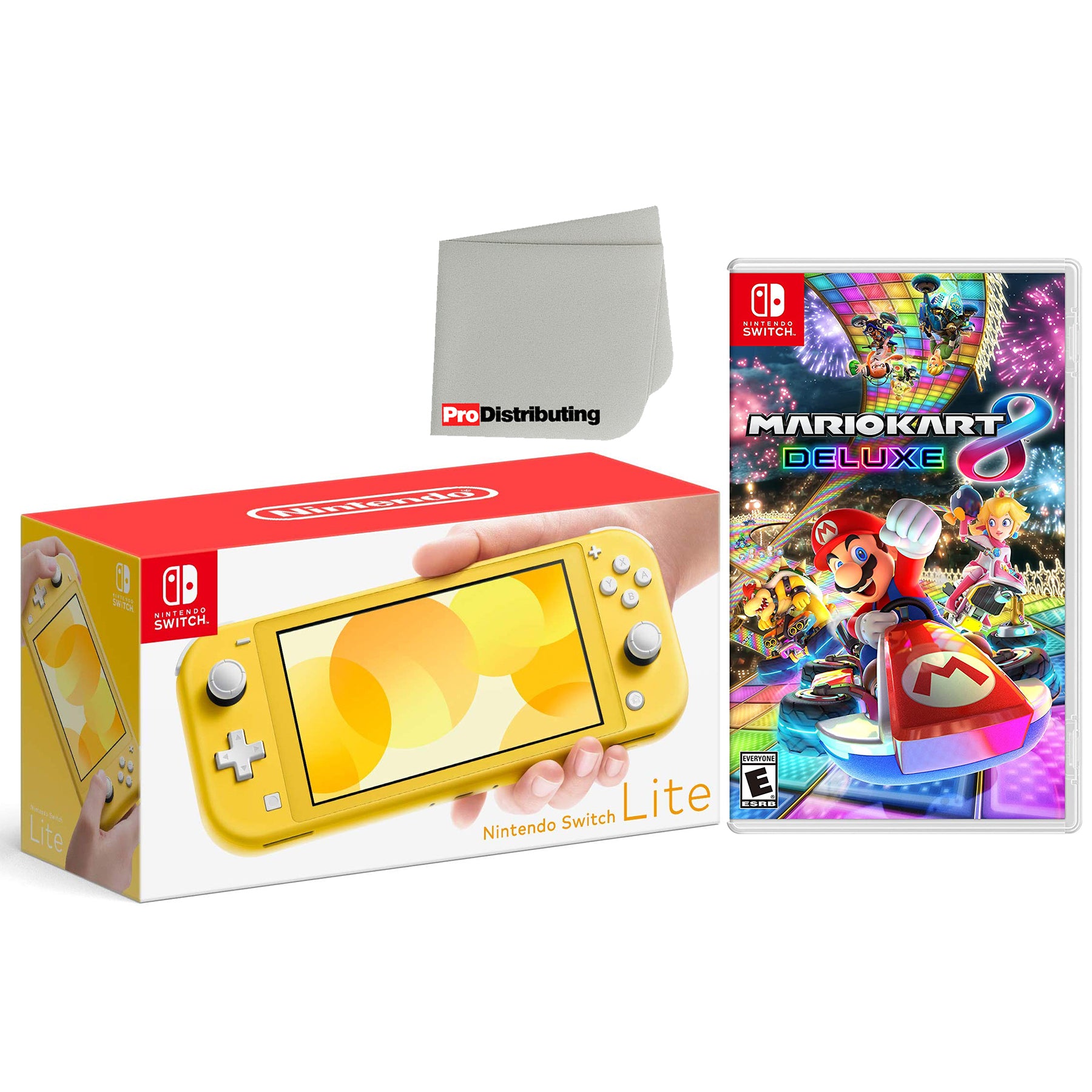 Nintendo Switch Lite 32GB Handheld Video Game Console in Yellow with Mario Kart 8 Deluxe Game Bundle - Pro-Distributing