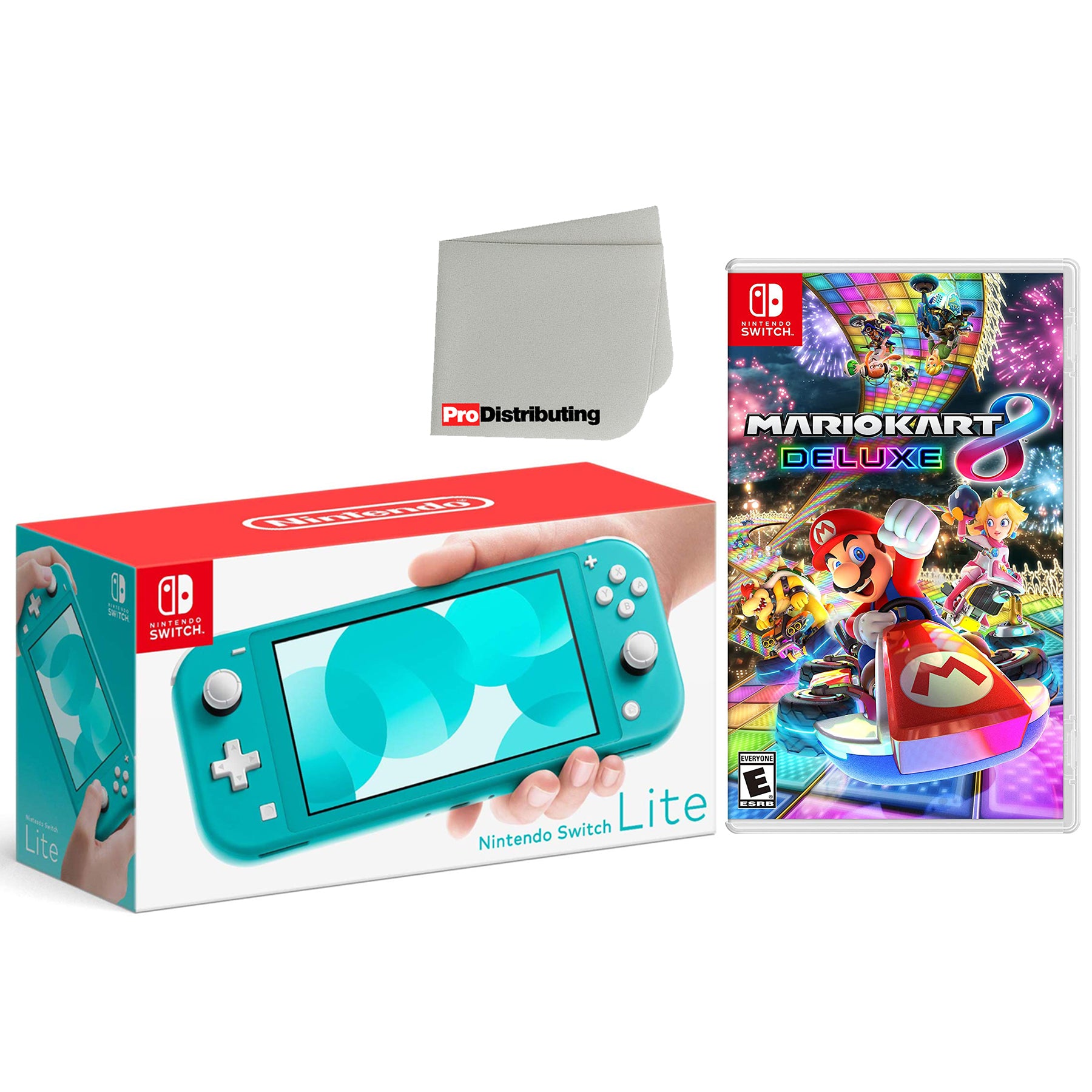 Nintendo Switch Lite 32GB Handheld Video Game Console in Turquoise with Mario Kart 8 Deluxe Game Bundle - Pro-Distributing