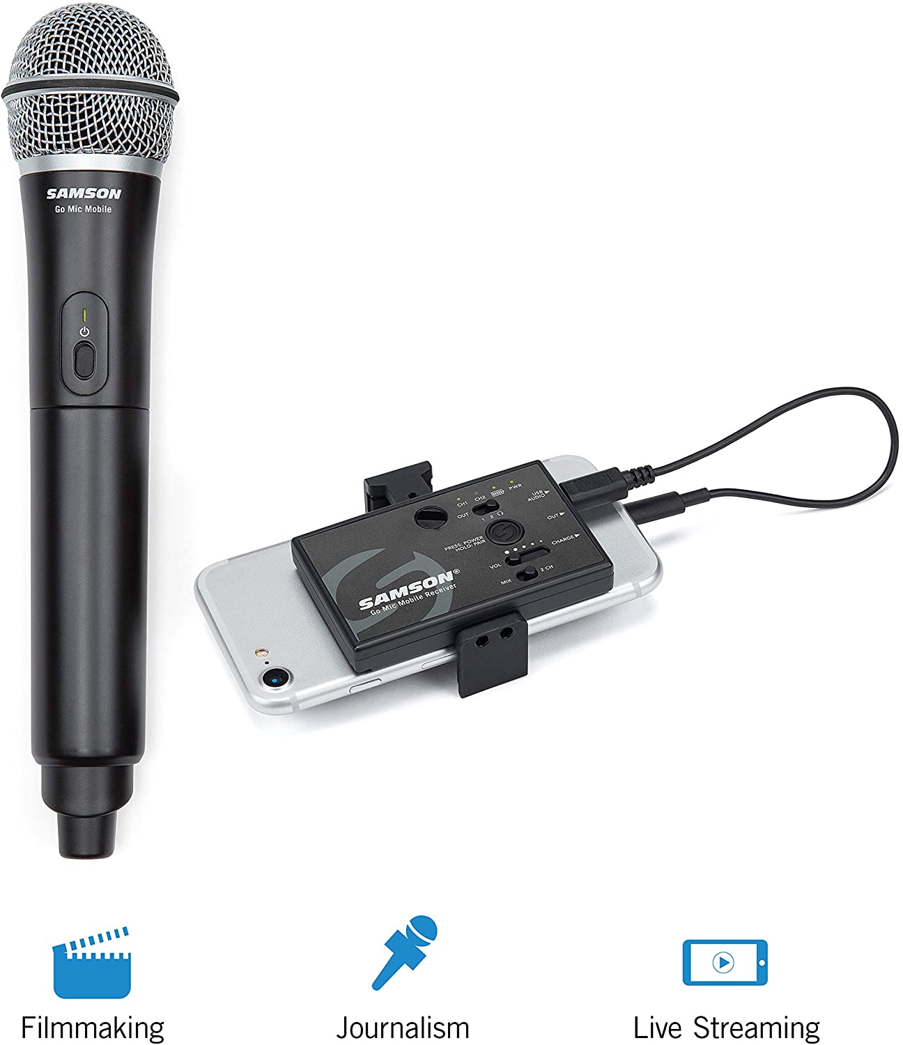 Samson Go Mic Wireless System Q8 Microphone and SR450 Closed Back Headphones Bundle - Pro-Distributing