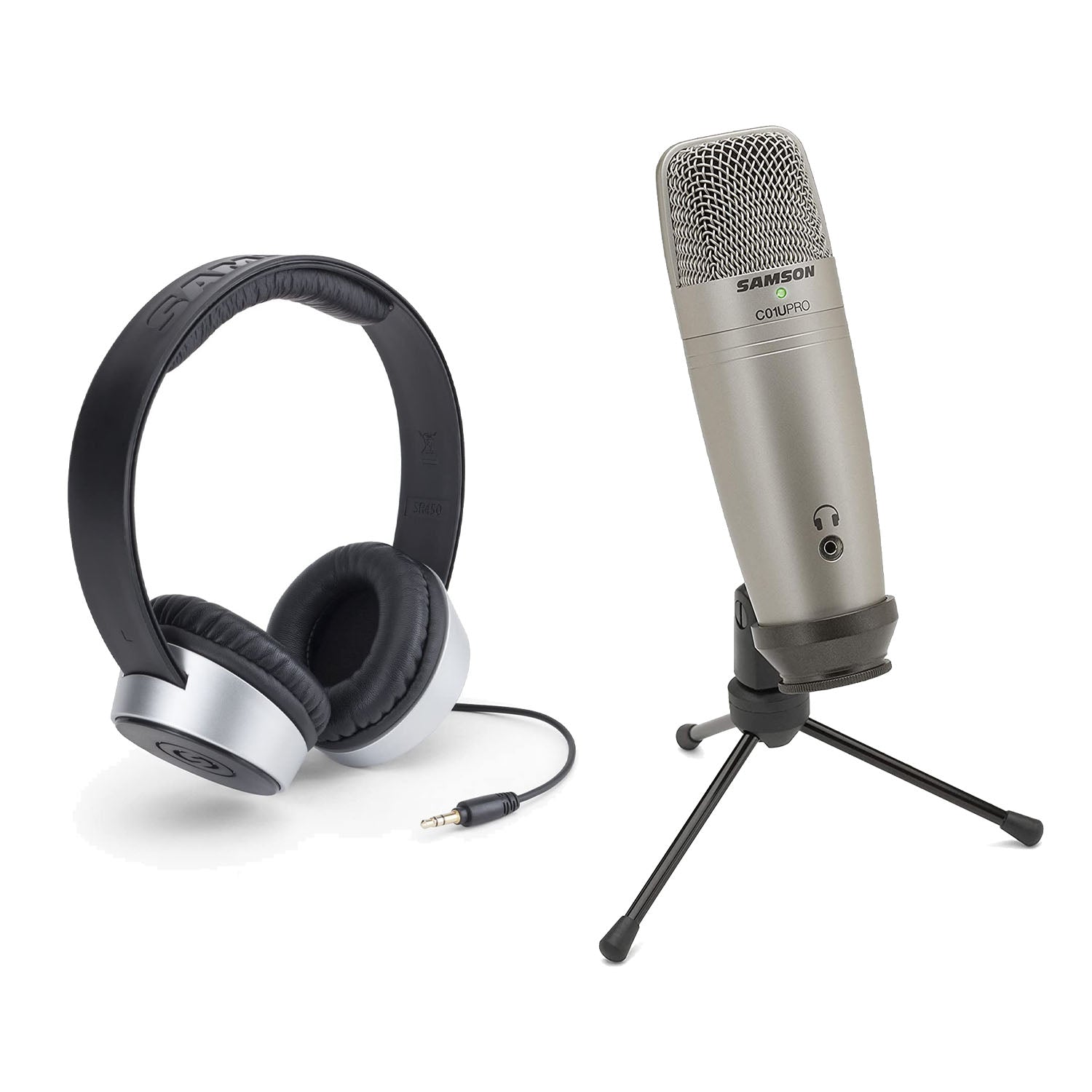 Samson C01U Pro Condenser Microphone with SR450 Closed Back Headphones Bundle - Pro-Distributing