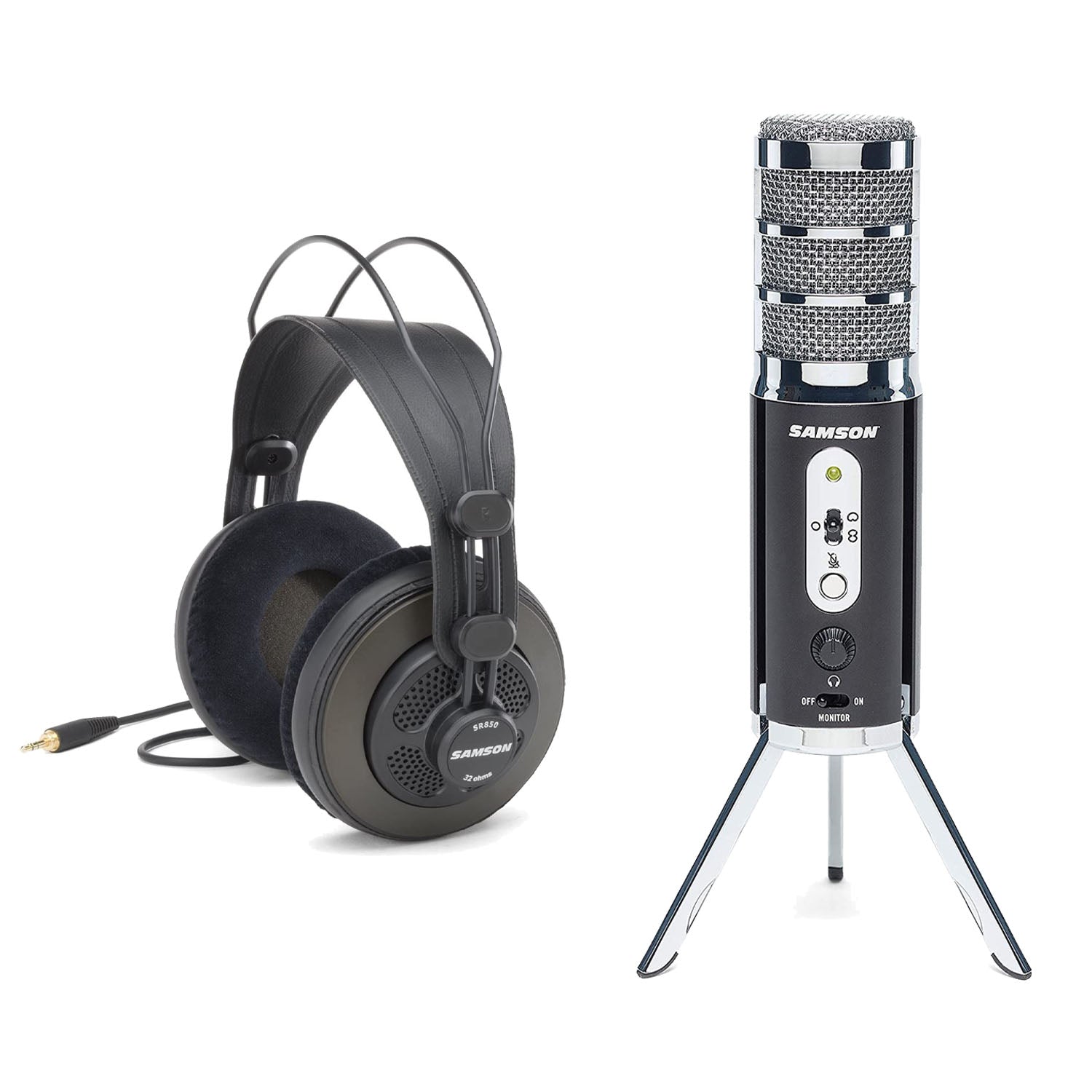 Samson Satellite Broadcast Microphone SR850 Semi Open-Back Headphones Bundle - Pro-Distributing