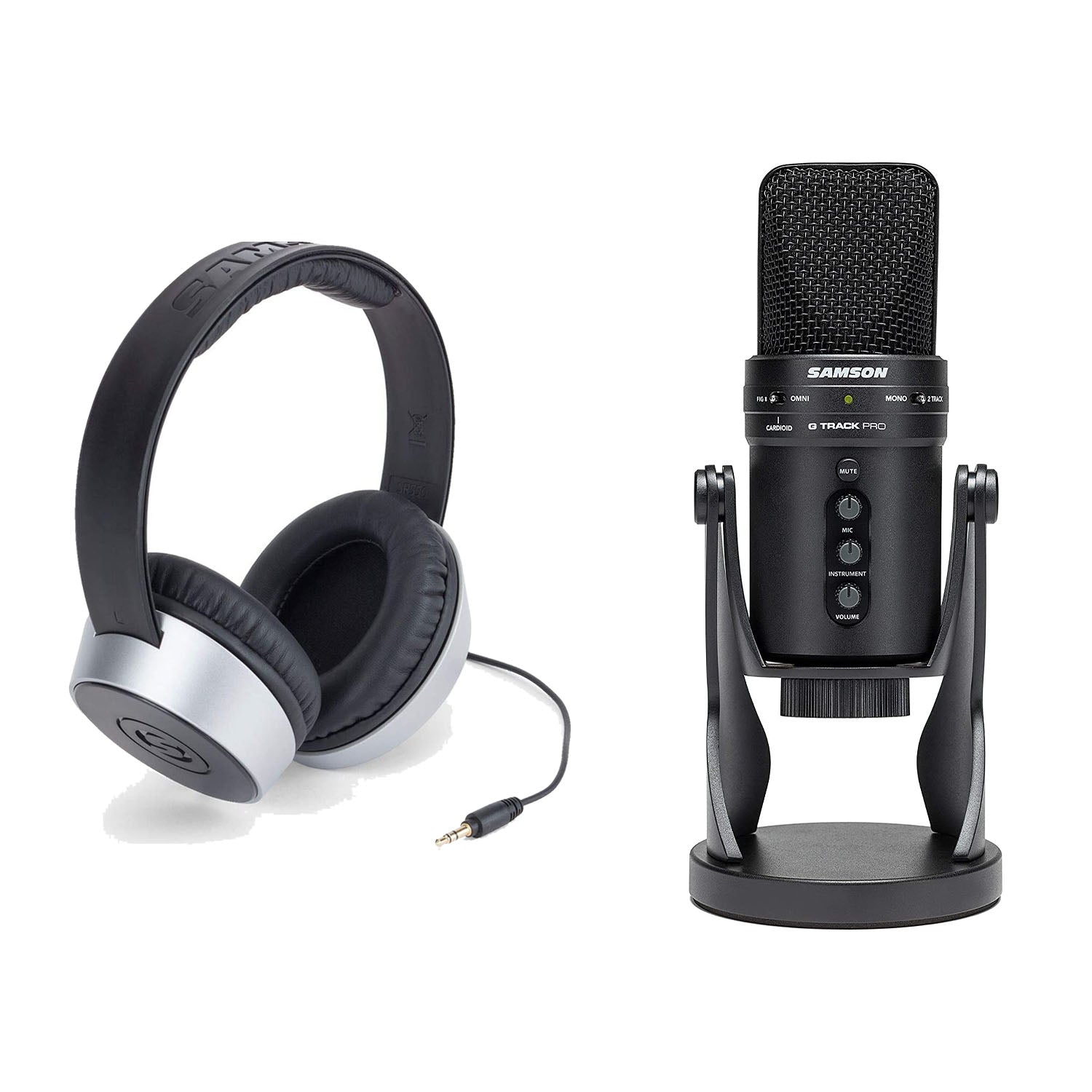 Samson G-Track Professional USB Condenser Microphone and SR550 Studio Headphones Bundle - Pro-Distributing