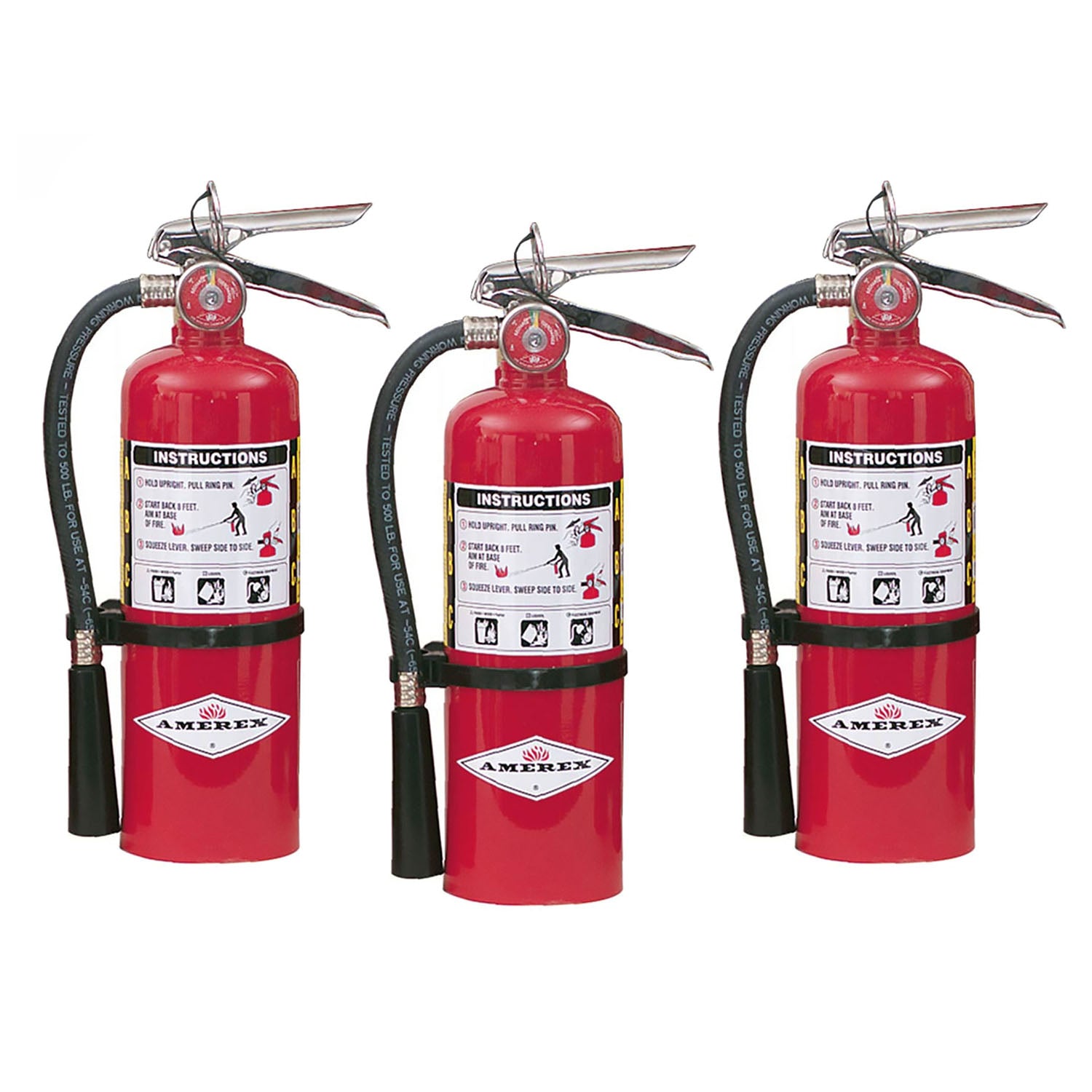 Amerex B424, 5lb ABC Dry Chemical Class A B C Fire Extinguisher - 3 Pack - Pro-Distributing
