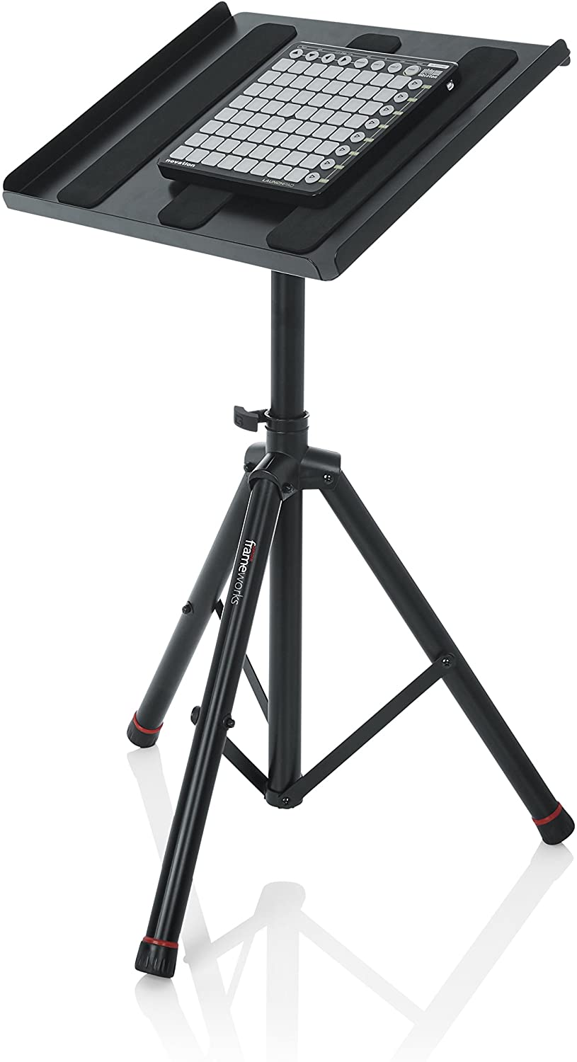 2 Pack Gator Frameworks Heavy Duty Deluxe Adjustable Multi-Media Gear Stand Featuring 100x100 Vesa Mounting Brackets | Ideal for Laptops and more; Min/Max Height - 36"/48" - GFW-UTL-MEDIATRAY2 - Pro-Distributing