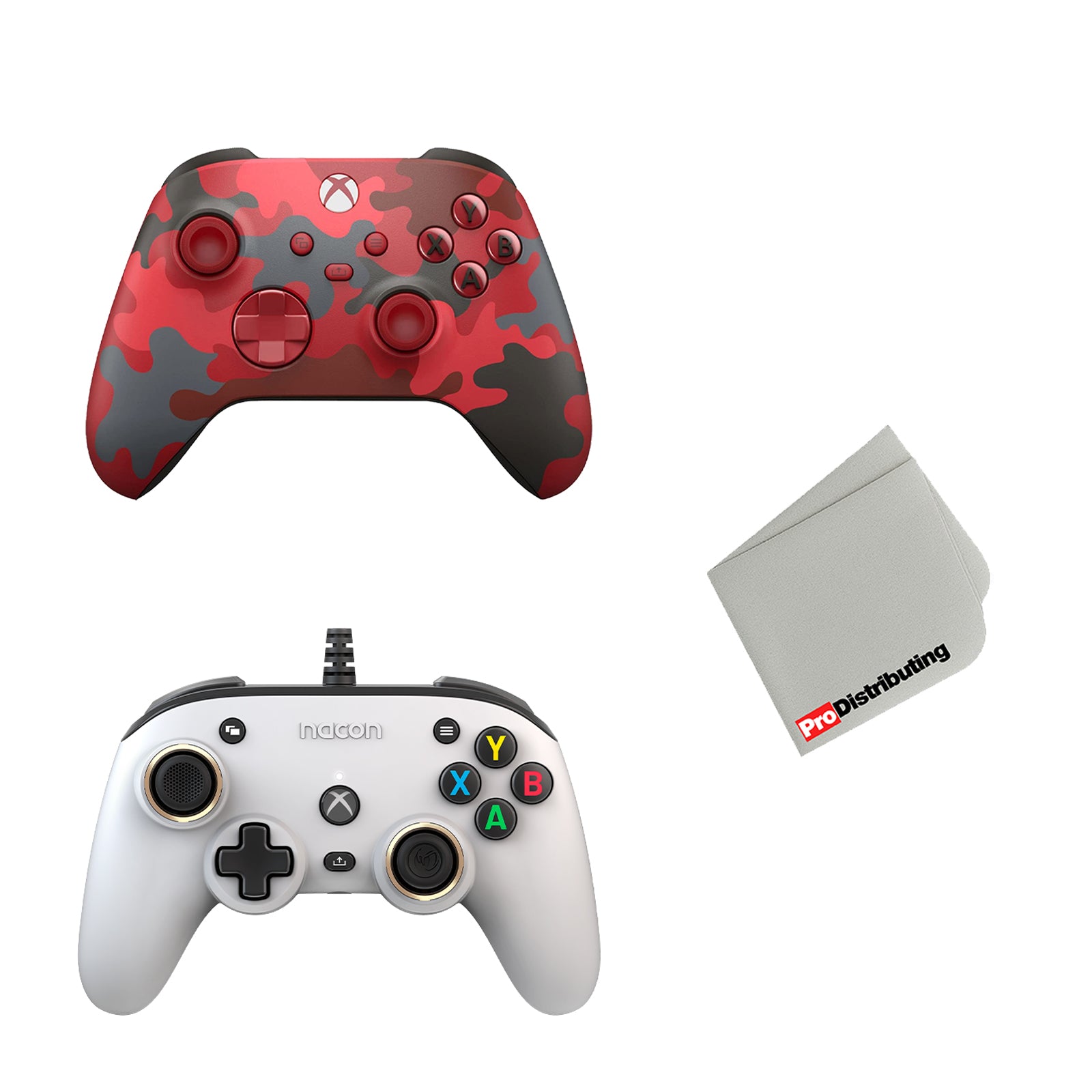 Microsoft Xbox Series Daystrike Camo Wireless Controller and Nacon PRO Compact White Controller Bundle - Pro-Distributing