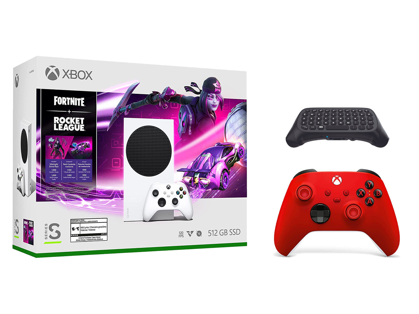 Microsoft Xbox Series S Console Fortnite Rocket League with Extra Pulse Red Controller and Wireless Controller Keypad - Pro-Distributing