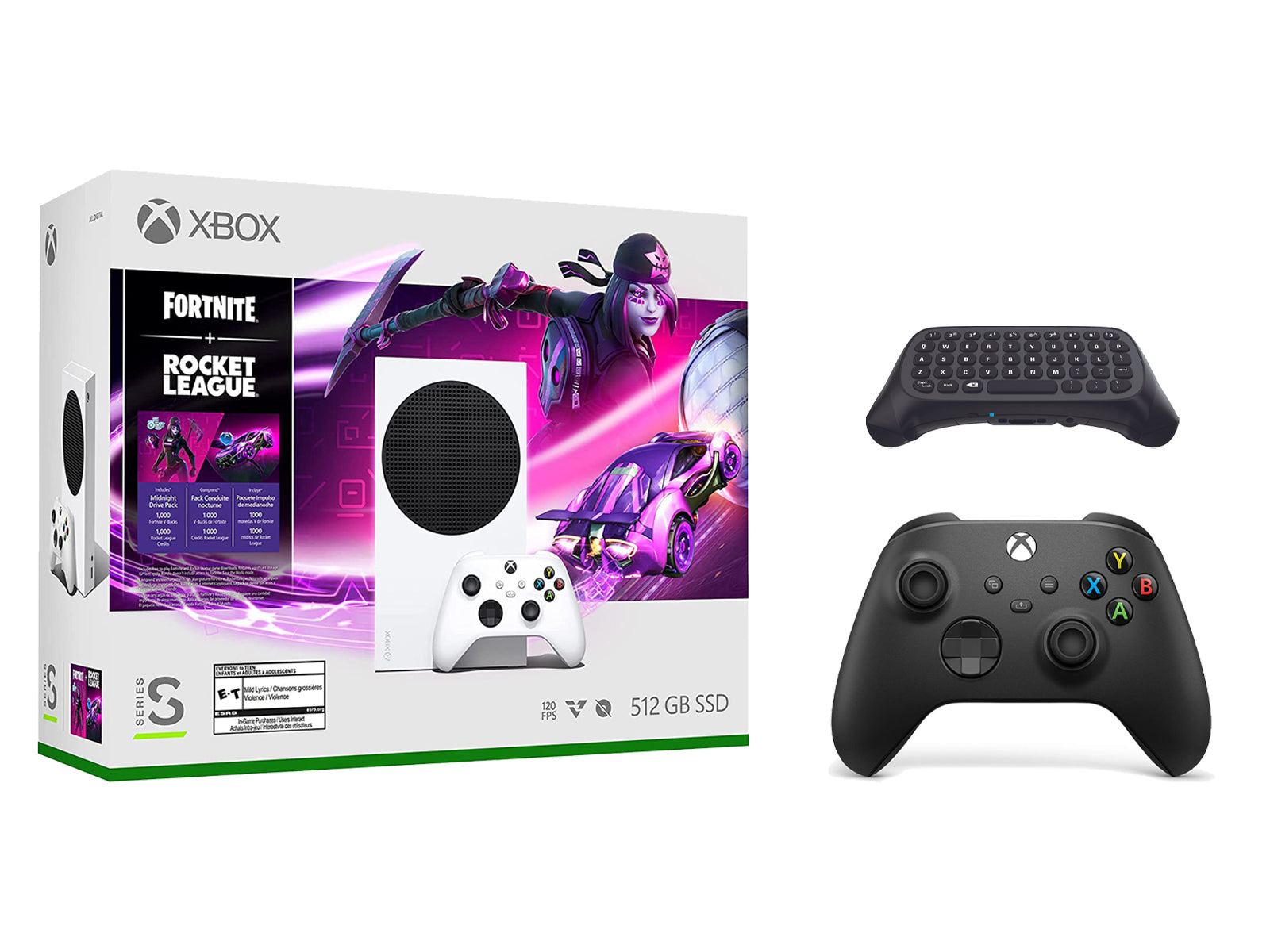 Microsoft Xbox Series S Console Fortnite Rocket League with Extra Carbon Black Controller and Wireless Controller Keypad - Pro-Distributing