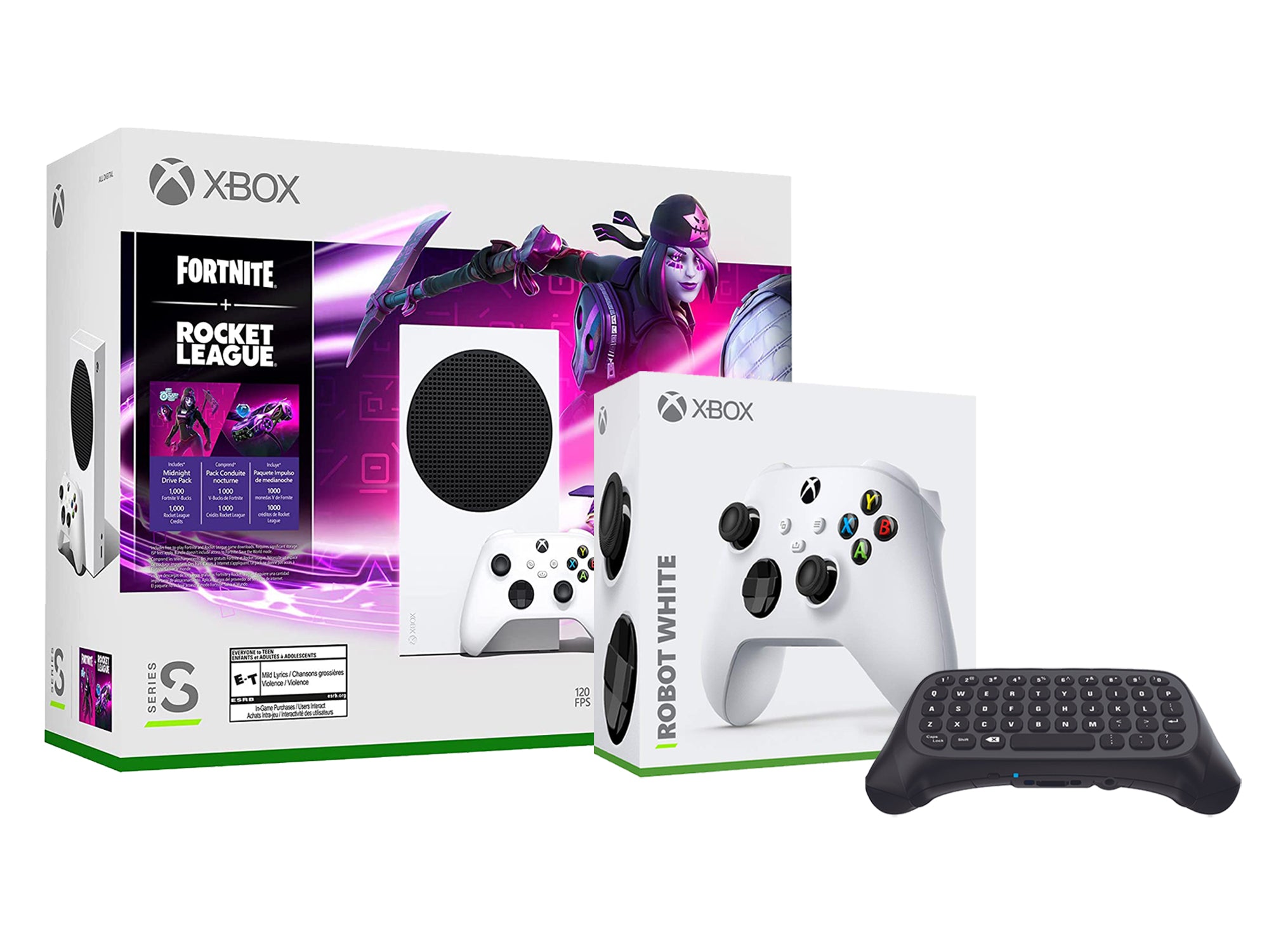 Microsoft Xbox Series S Console Fortnite Rocket League with Extra Robot White Controller and Wireless Controller Keypad - Pro-Distributing