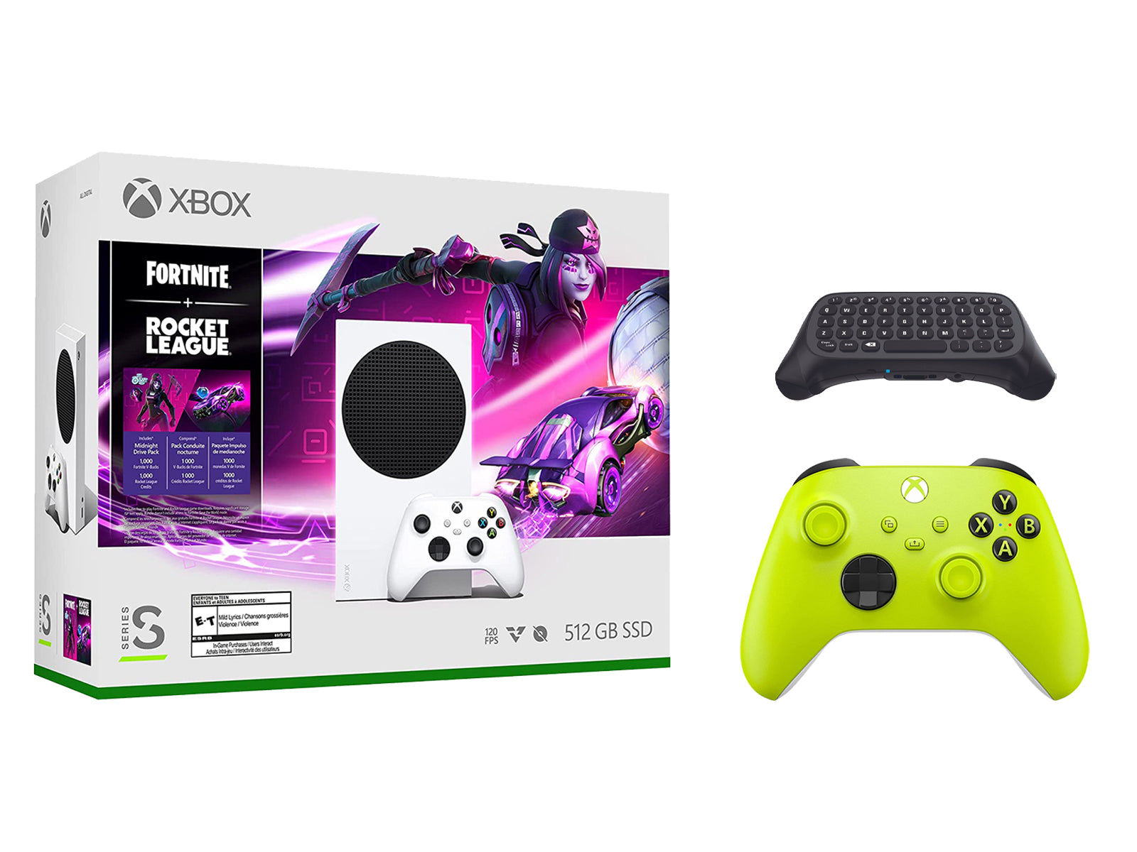 Microsoft Xbox Series S Console Fortnite Rocket League with Extra Electric Volt Controller and Wireless Controller Keypad - Pro-Distributing