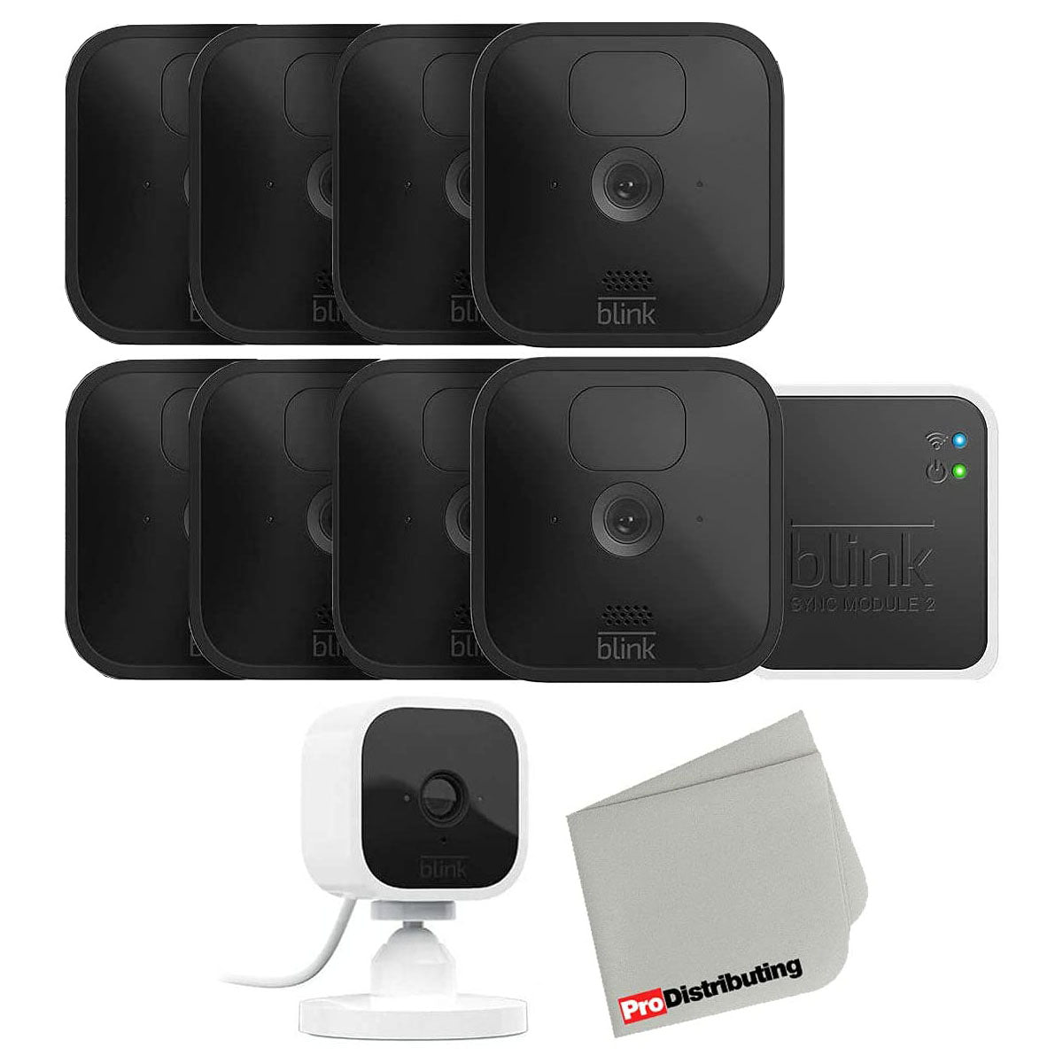 8 Camera Kit Blink Outdoor Wireless Security Camera with Mini Indoor Bundle and Microfiber Cloth - Pro-Distributing