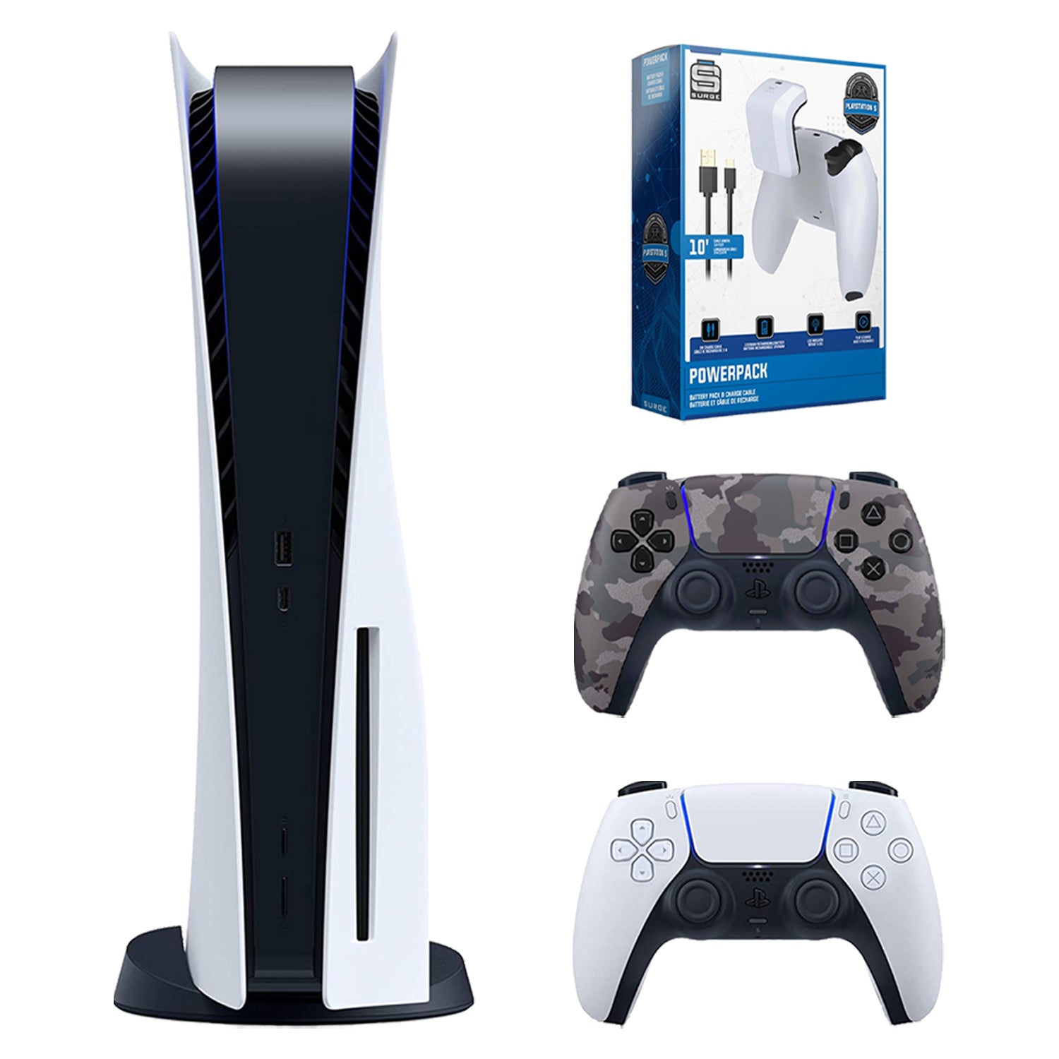 Sony Playstation 5 Disc Edition with Extra Gray Camo Controller and Play and Charge Kit Bundle - Pro-Distributing
