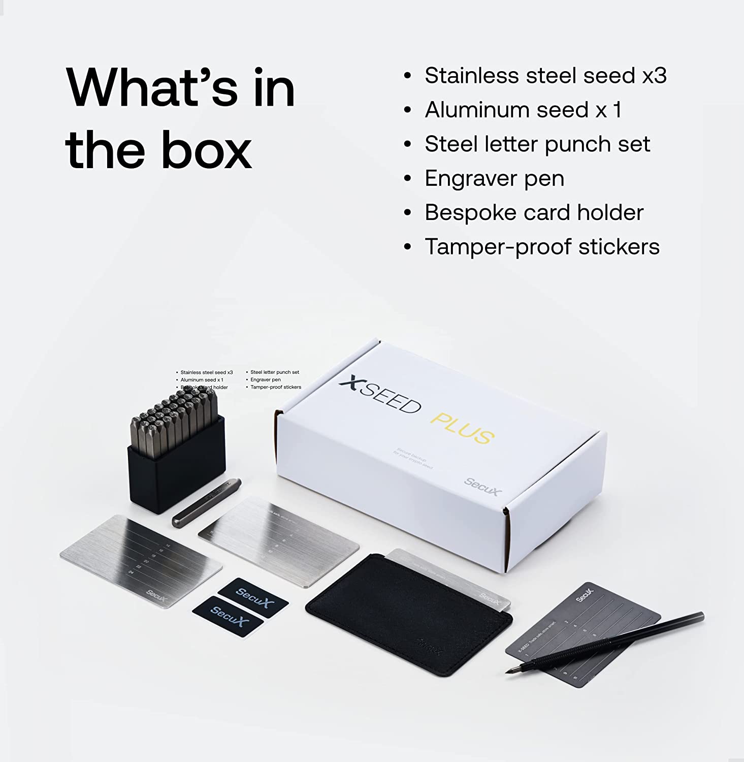 SecuX – XSEED Plus - Secure Bitcoin Wallet Crypto Seed Storage Steel Plates (Steel Punch Set Included) Compatible with SecuX, Ledger, Trezor Hardware Wallets - Pro-Distributing