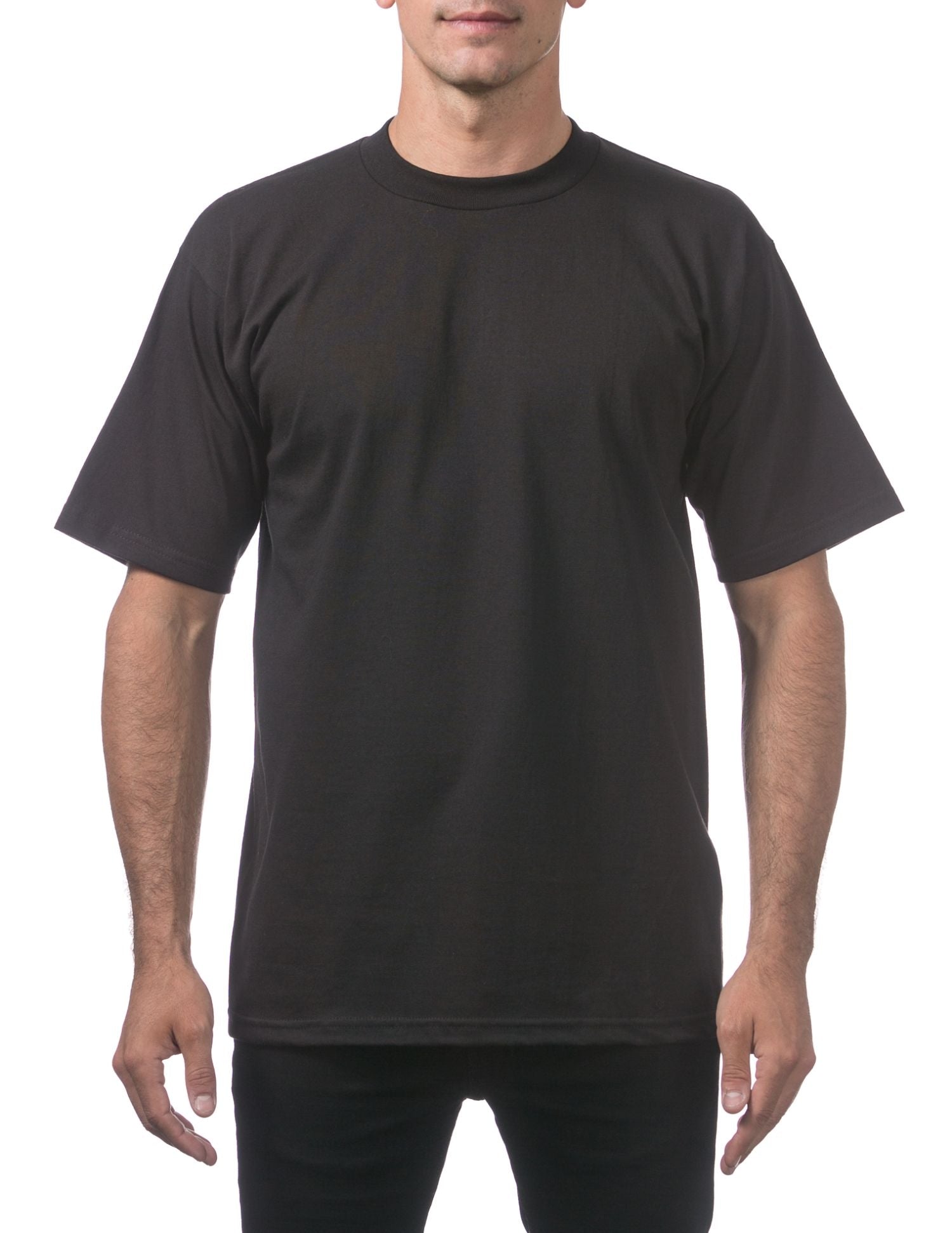 Pro Club Men's Heavyweight Short Sleeve Tee T-Shirt - Black - Large - Pro-Distributing