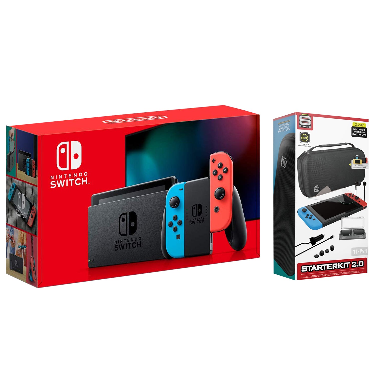 Nintendo Switch 32GB Console Neon Red/Blue Joy-Con with Surge 11-In-1 Accessory Kit - Pro-Distributing