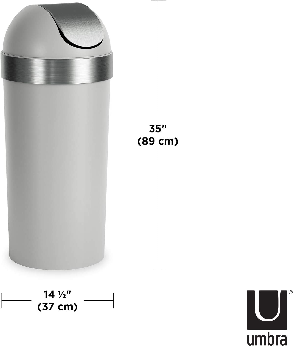 Venti 16 Gallons Plastic Swing Top Trash Can - Grey - Pro-Distributing