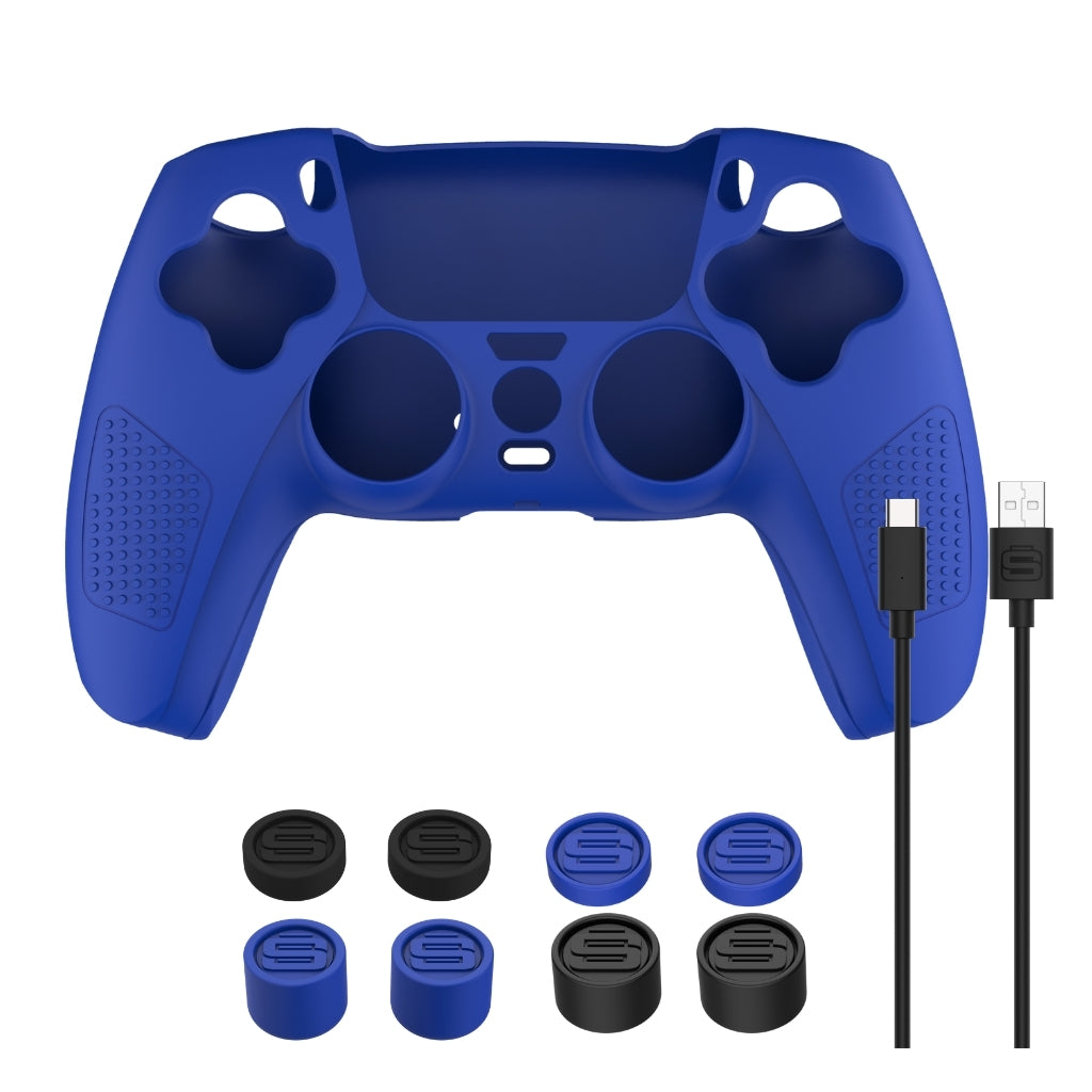 Sony Playstation 5 Disc Version Console with Extra Blue Controller, DualSense Charging Station and Surge Pro Gamer Starter Pack 11-Piece Accessory Bundle - Pro-Distributing