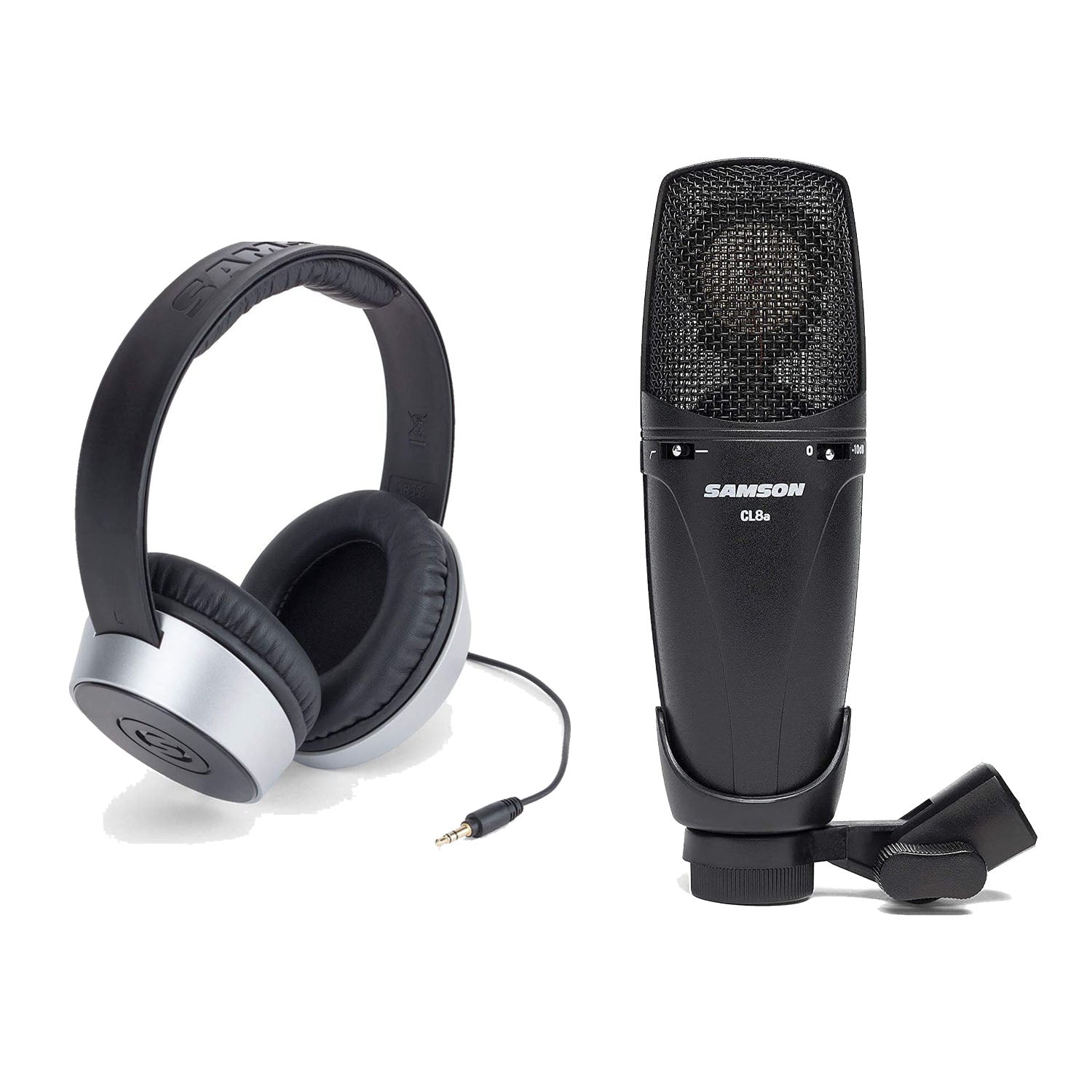 Samson CL8A Multi-Pattern Microphone and SR550 Closed Back Headphones Bundle - Pro-Distributing