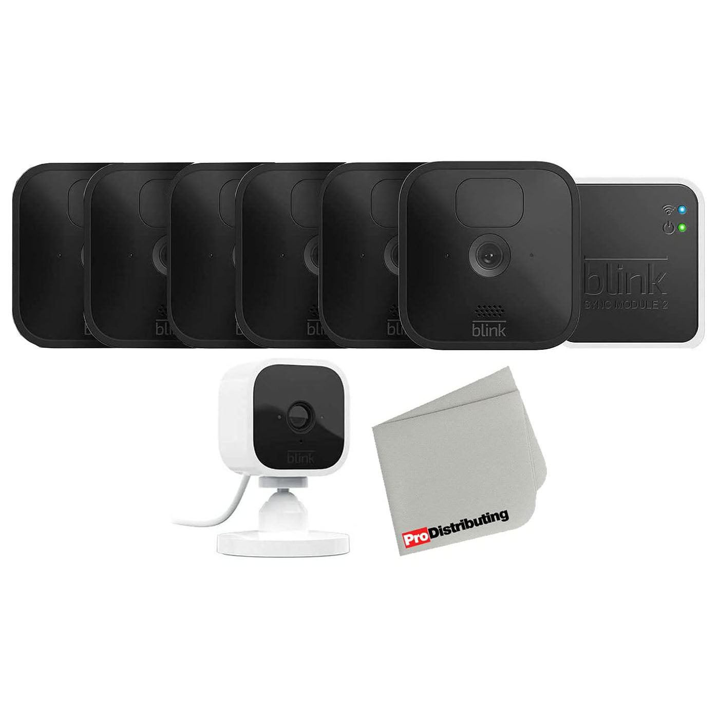 6 Camera Kit Blink Outdoor Wireless Security Camera with Mini Indoor Bundle and Microfiber Cloth - Pro-Distributing
