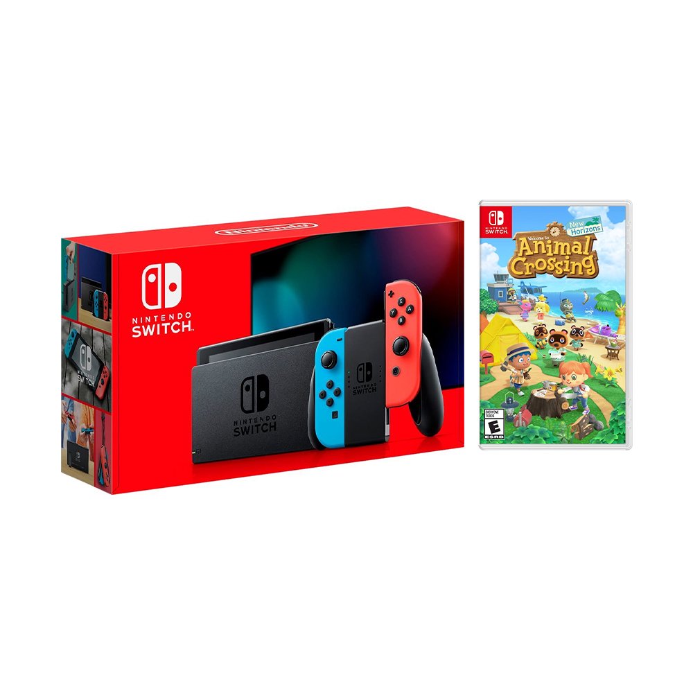 Nintendo Switch 32GB Console Neon with Animal Crossing New Horizons Bundle - Pro-Distributing