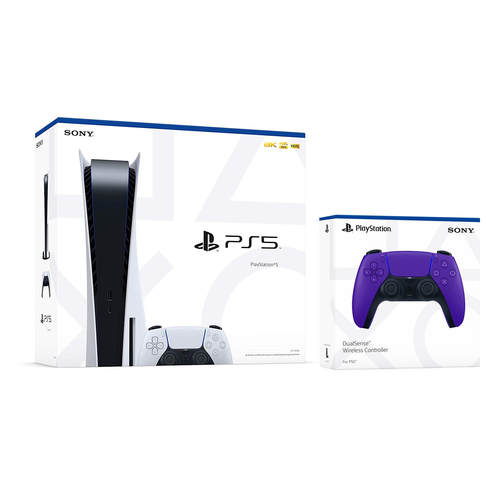 Sony Playstation 5 Disc Version (Sony PS5 Disc) with Extra Galactic Purple Controller and Black PULSE 3D Headset Bundle - Pro-Distributing