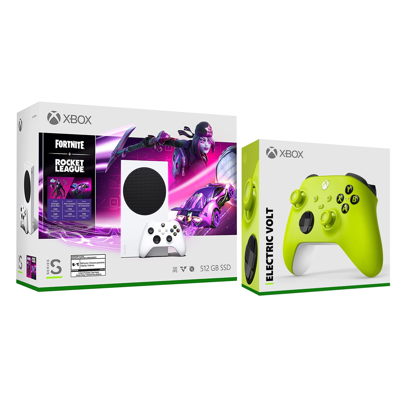 Microsoft Xbox Series S Console Fortnite Rocket League with Extra Controller Bundle - Electric Volt - Pro-Distributing