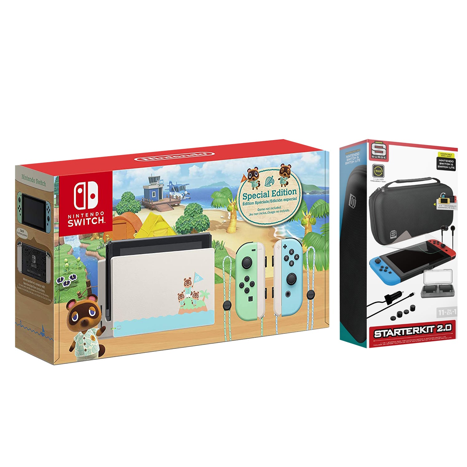Nintendo Switch Animal Crossing: New Horizons Edition with Surge 11-In-1 Accessory Kit - Pro-Distributing