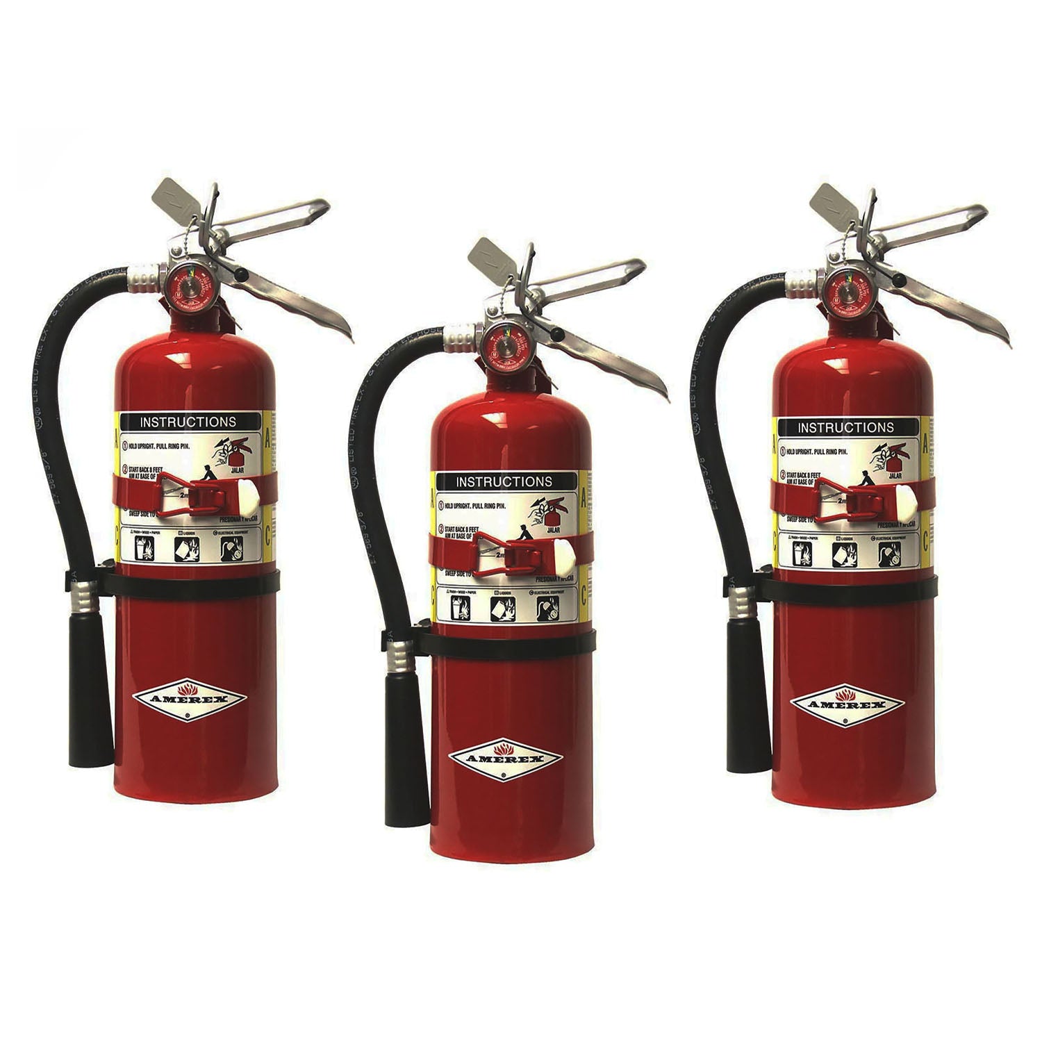 Amerex B500T ABC Dry Chemical Fire Extinguisher with Aluminum Valve and Bracket - 3 Pack - Pro-Distributing