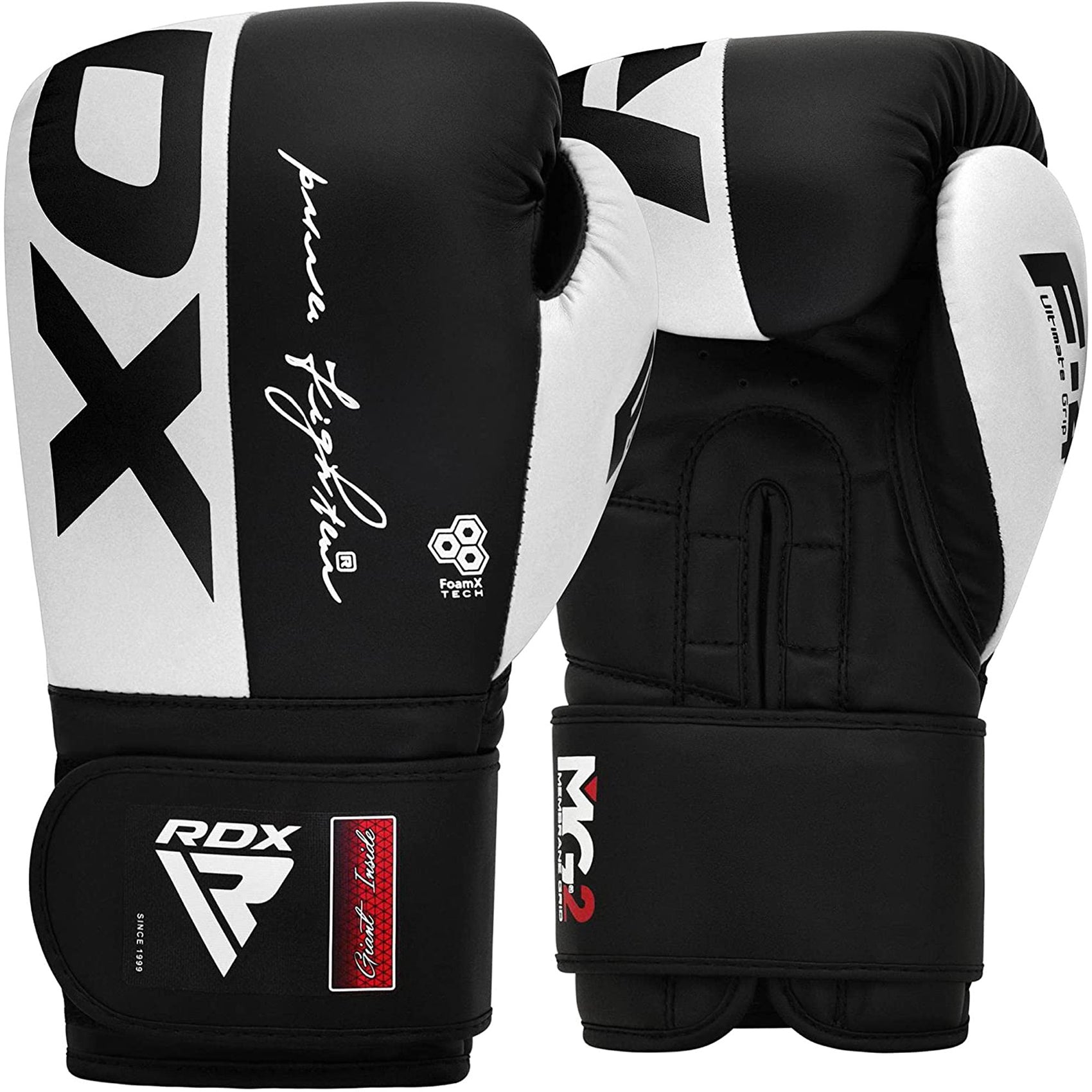 RDX REX F4 MMA, BJJ, Muay Thai, Kickboxing, Training Boxing Gloves - WHITE/BLACK - 12oz - Pro-Distributing