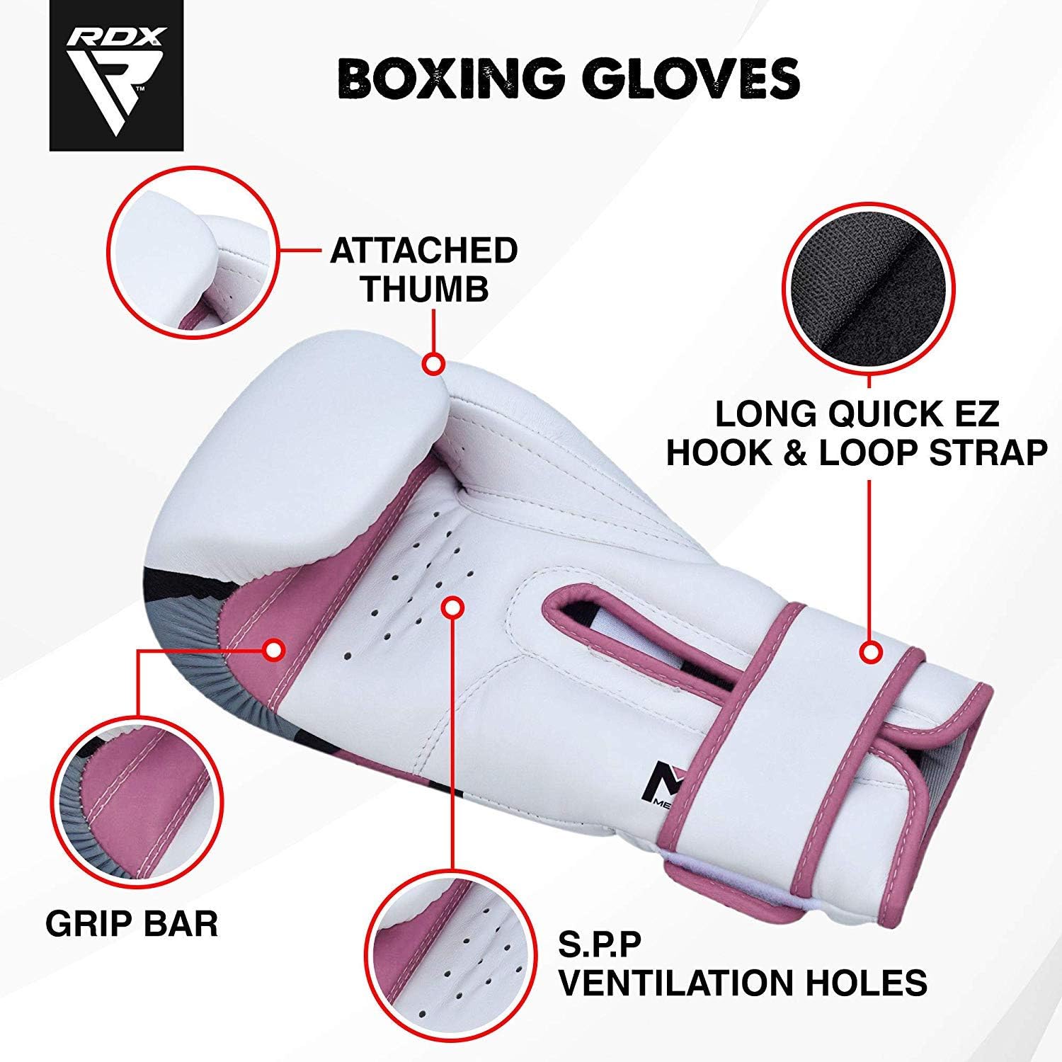 RDX F7 EGO MMA, BJJ, Muay Thai, Kickboxing, Training Boxing Gloves - PINK - 8oz - Pro-Distributing