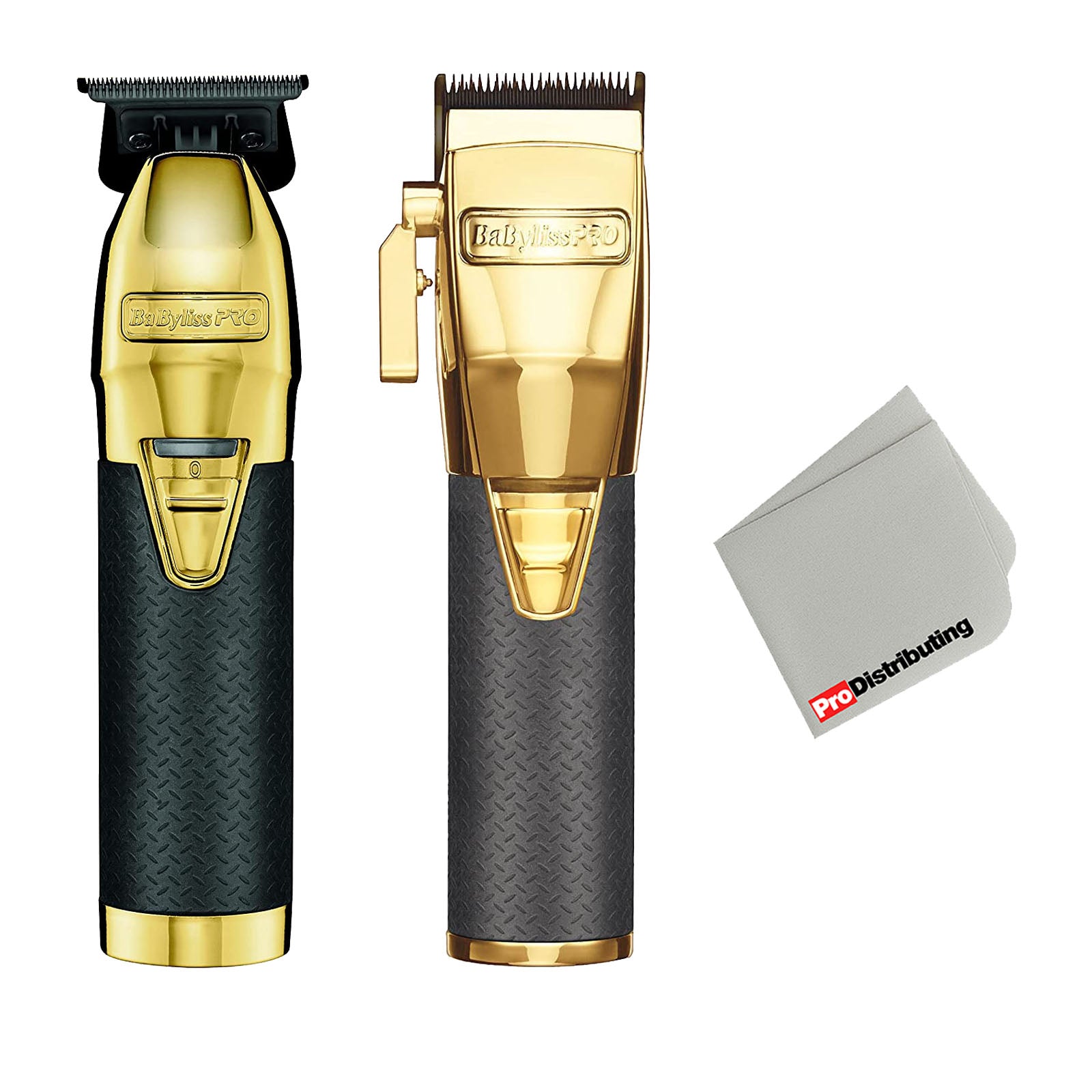 BaBylissPRO Gold FX Boost+ Exposed T-Blade Cordless Hair Trimmer and Adjustable Clipper Bundle with Cleaning Cloth - Pro-Distributing