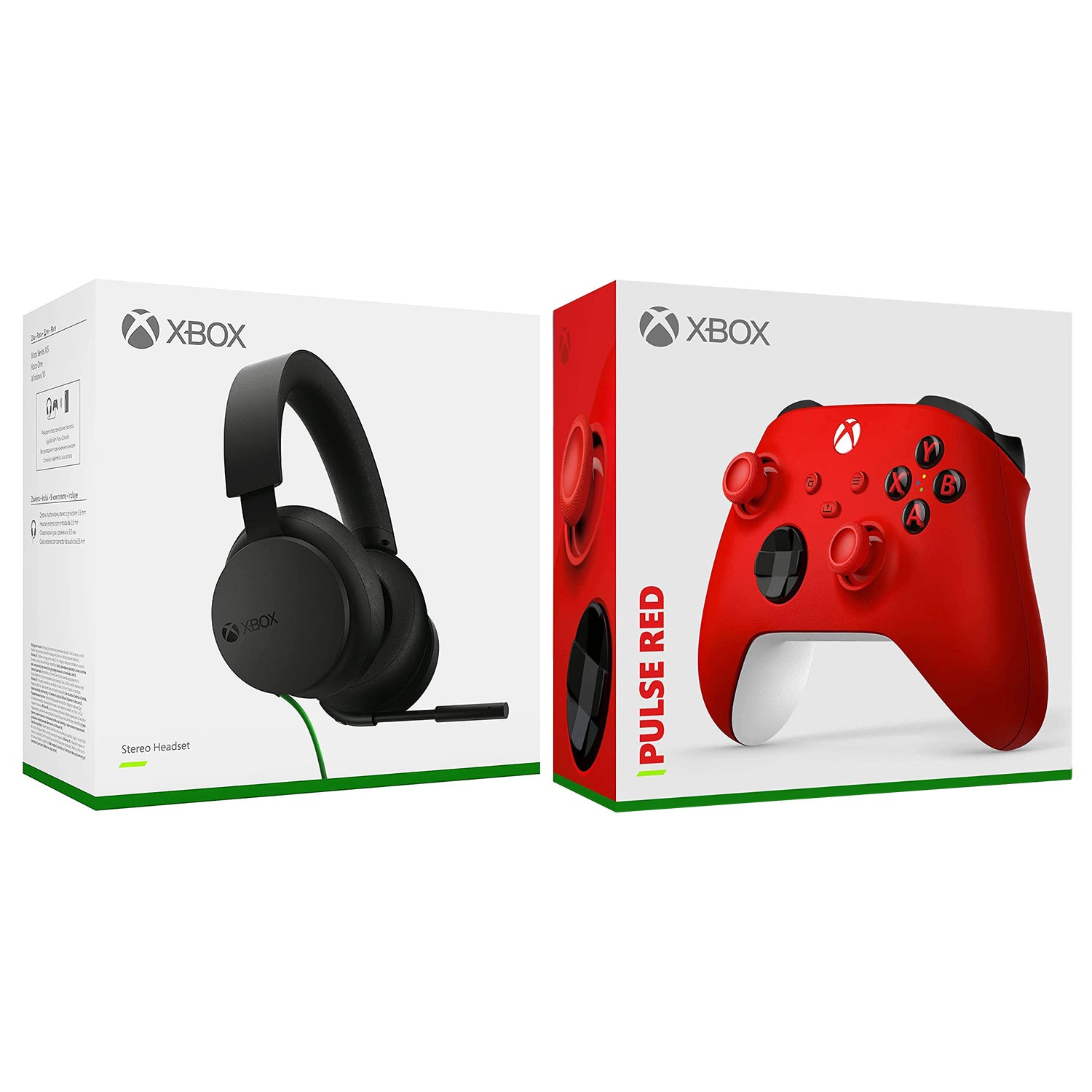 Microsoft Xbox Stereo Wired Headset and Wireless Controller Bundle - Pulse Red - Pro-Distributing