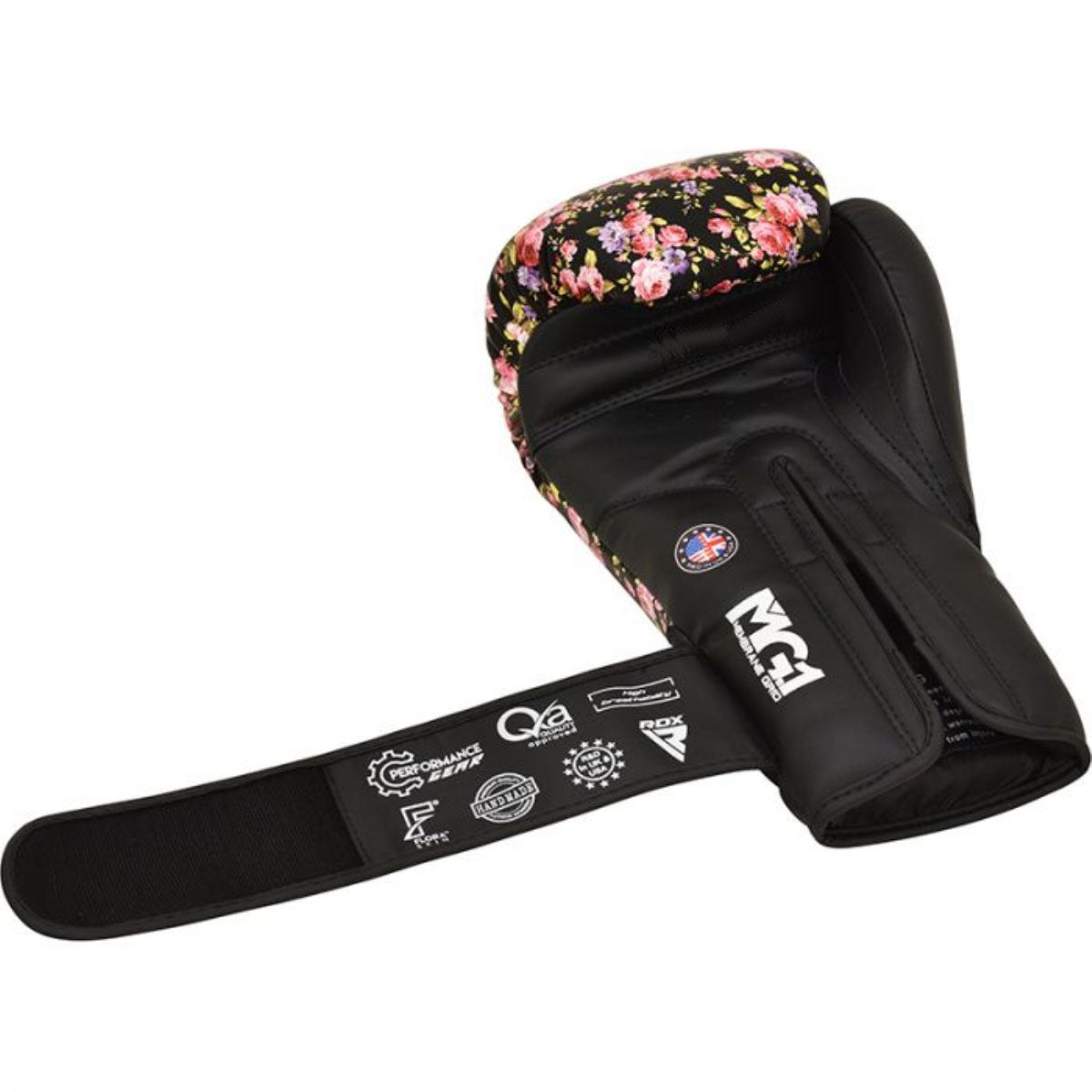 RDX FL6 Boxing Gloves for MMA, BJJ, Muay Thai, Training - Black Floral - 8 oz - Pro-Distributing