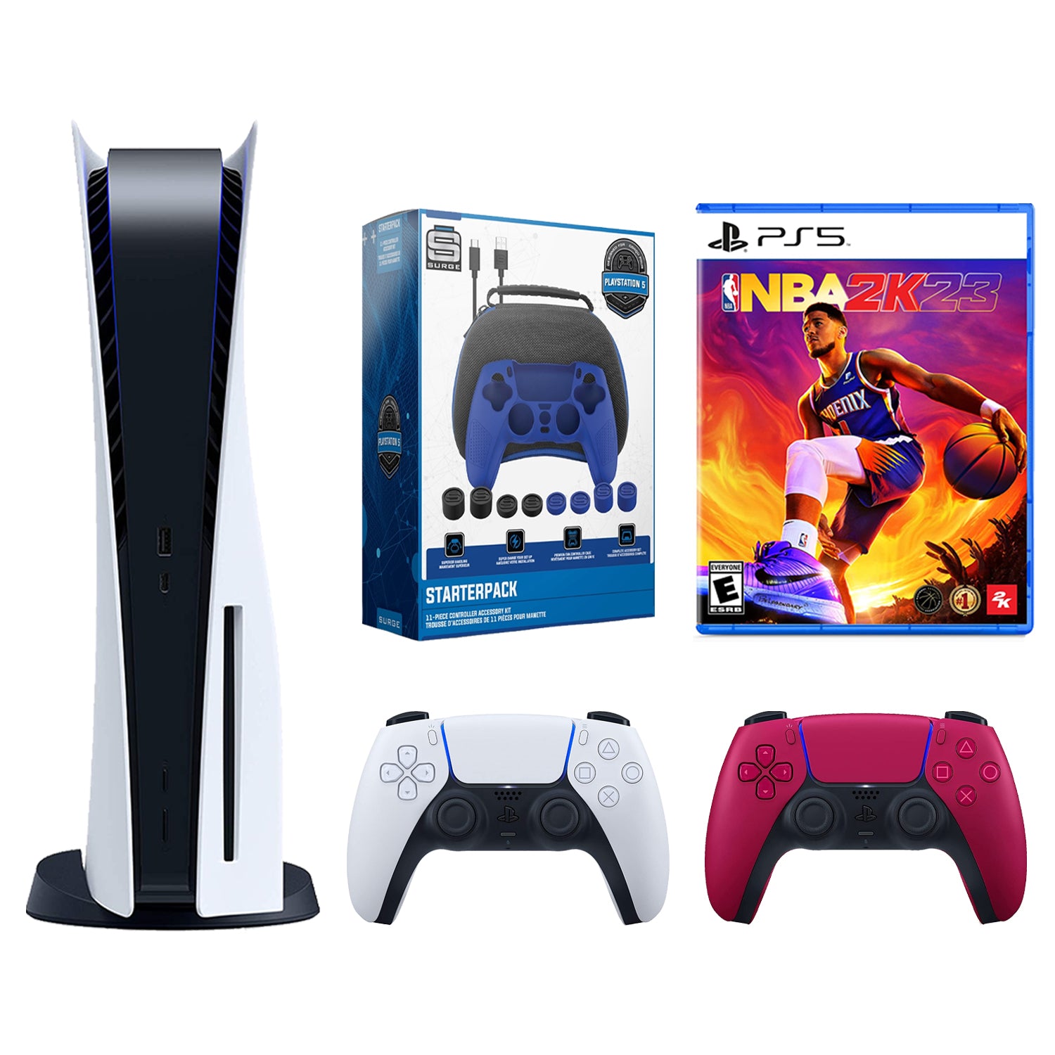 Sony Playstation 5 Disc with NBA 2K23, Extra Controller and Gamer Starter Pack Bundle - Cosmic Red - Pro-Distributing