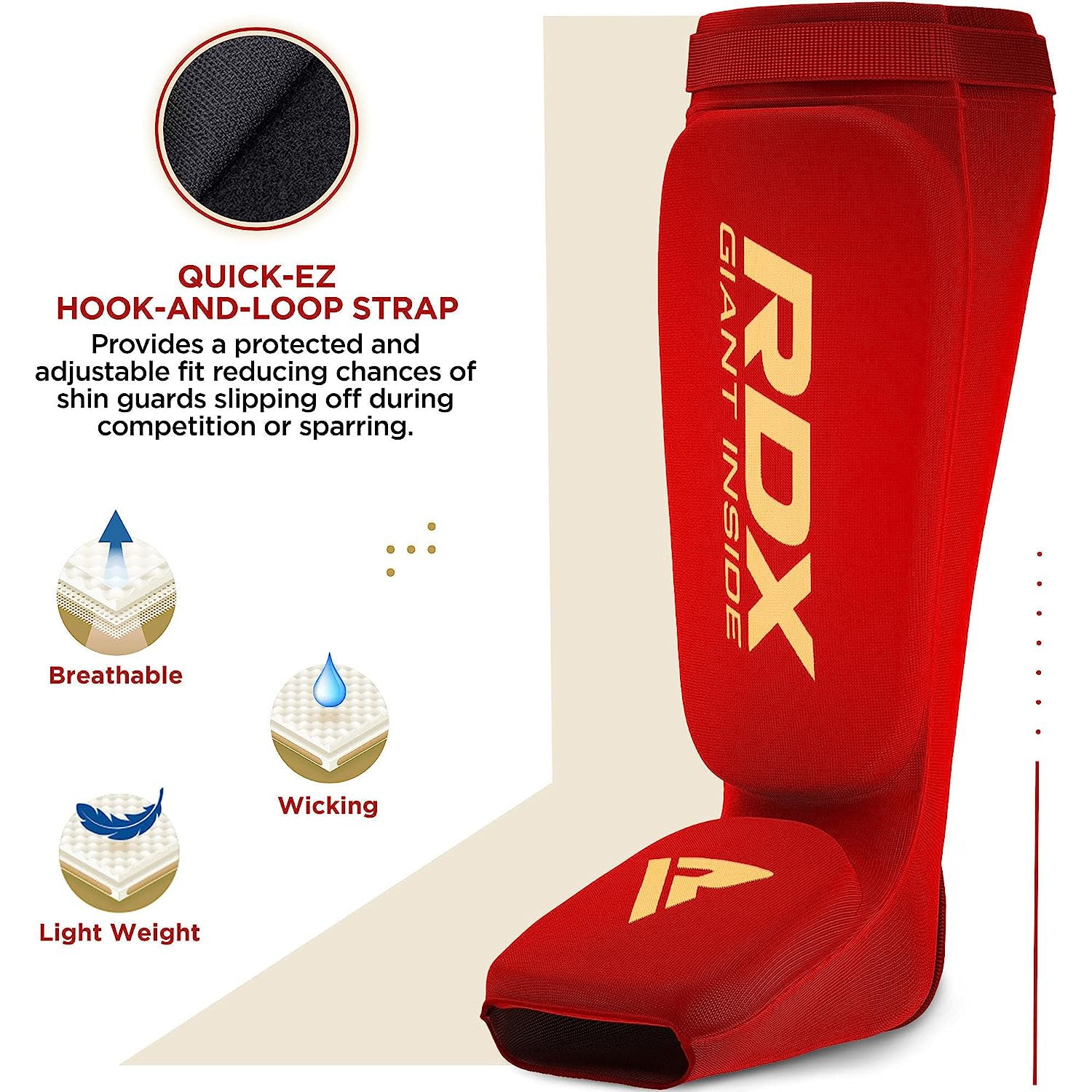 RDX SI Gel Padded Shin Guards Leg Instep Protection Pads for MMA, BJJ, Kickboxing, Muay Thai, Training - RED - SMALL - Pro-Distributing
