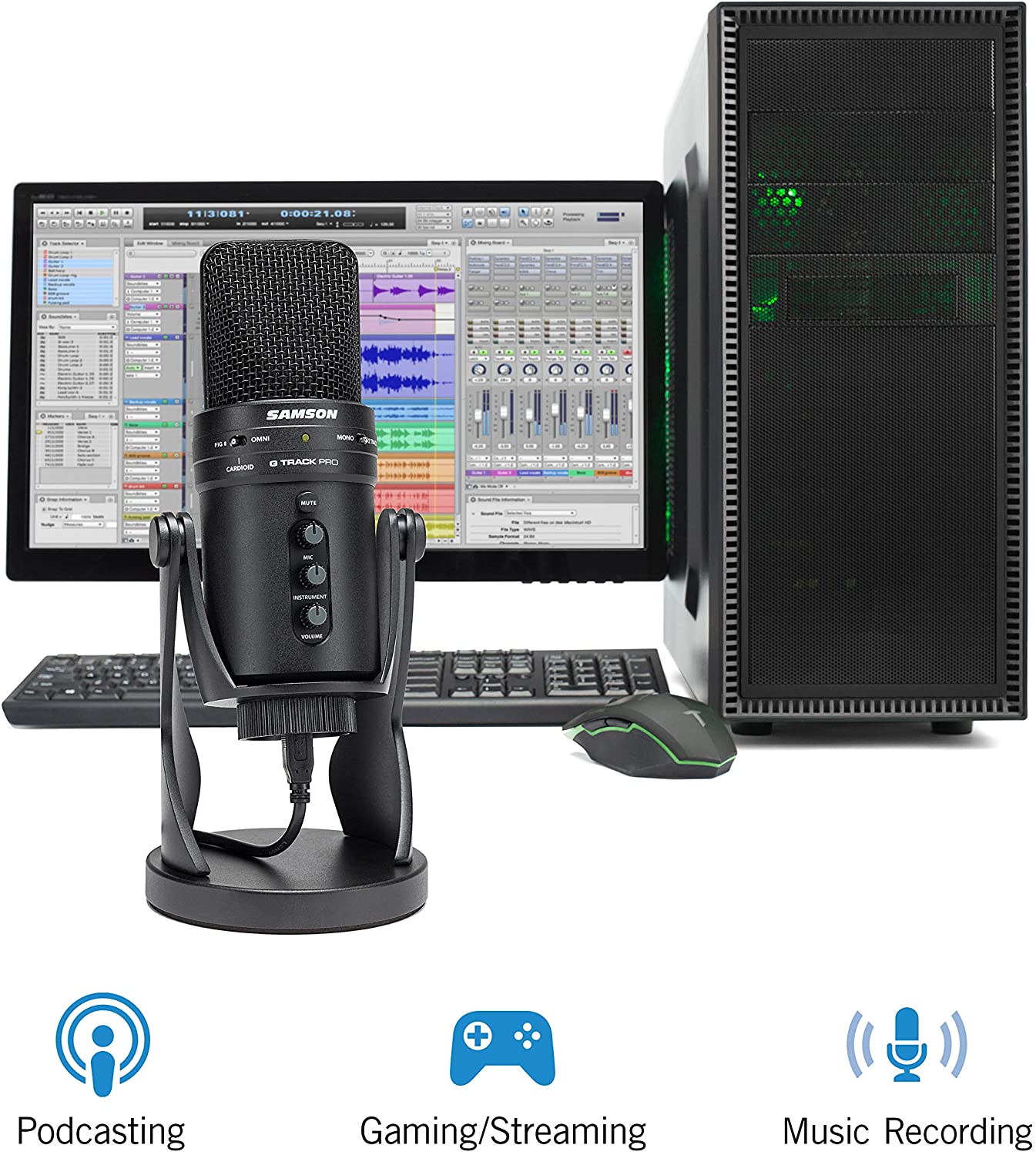 Samson G-Track Pro USB Condenser Microphone with Built-In Audio Interface - Pro-Distributing