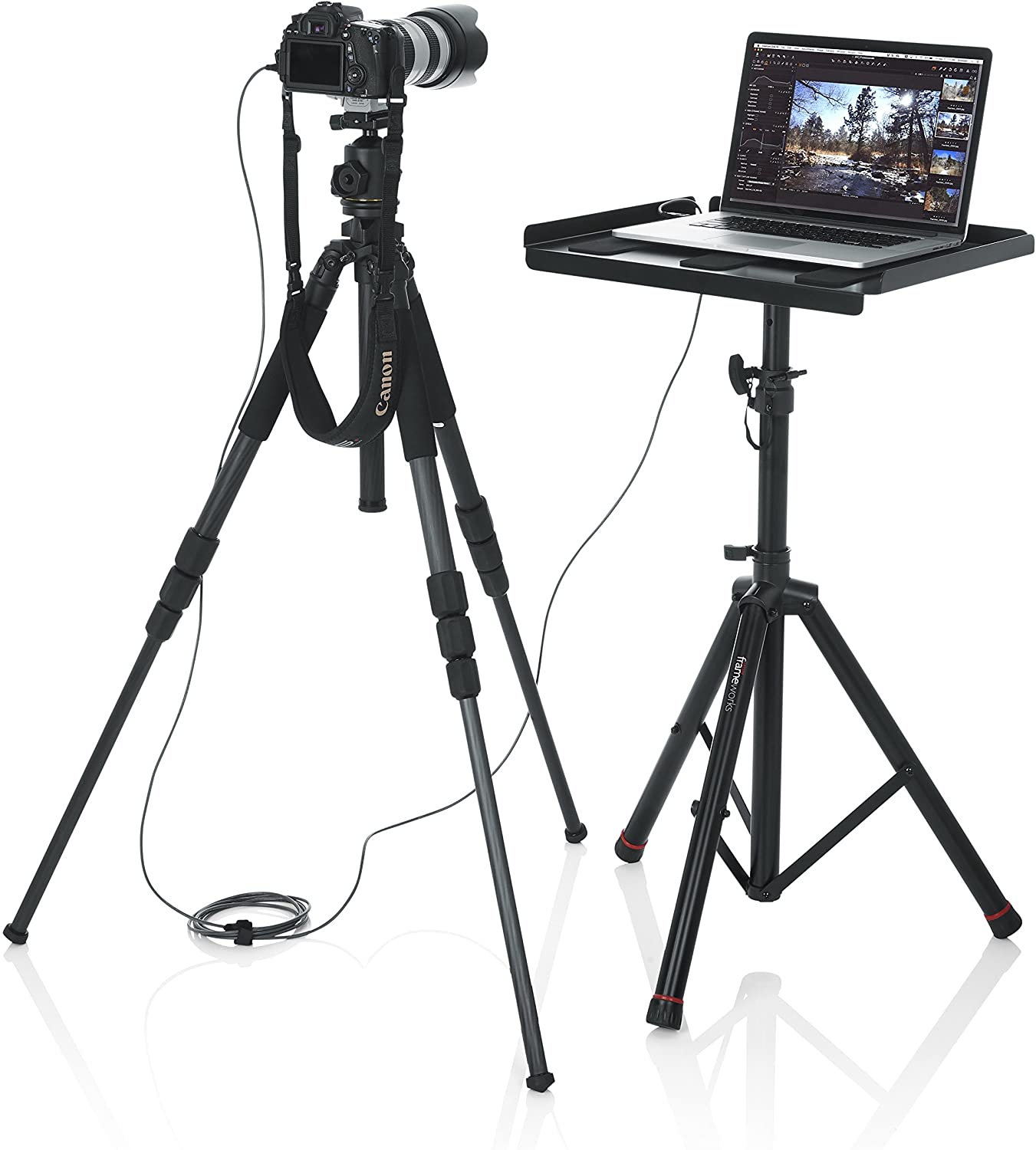 Gator Frameworks Heavy Duty Deluxe Adjustable Multi-Media Gear Stand Featuring 100x100 Vesa Mounting Brackets | Ideal for Laptops and more - GFW-UTL-MEDIATRAY2 - Pro-Distributing