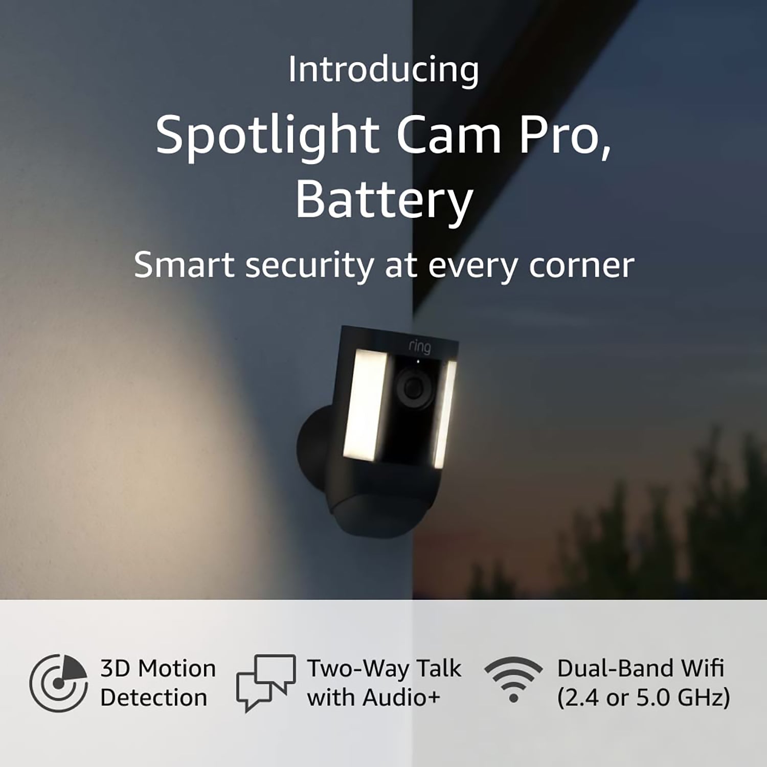 Ring Spotlight Cam Pro Outdoor Wireless 1080p Battery Surveillance Camera - Black - Pro-Distributing