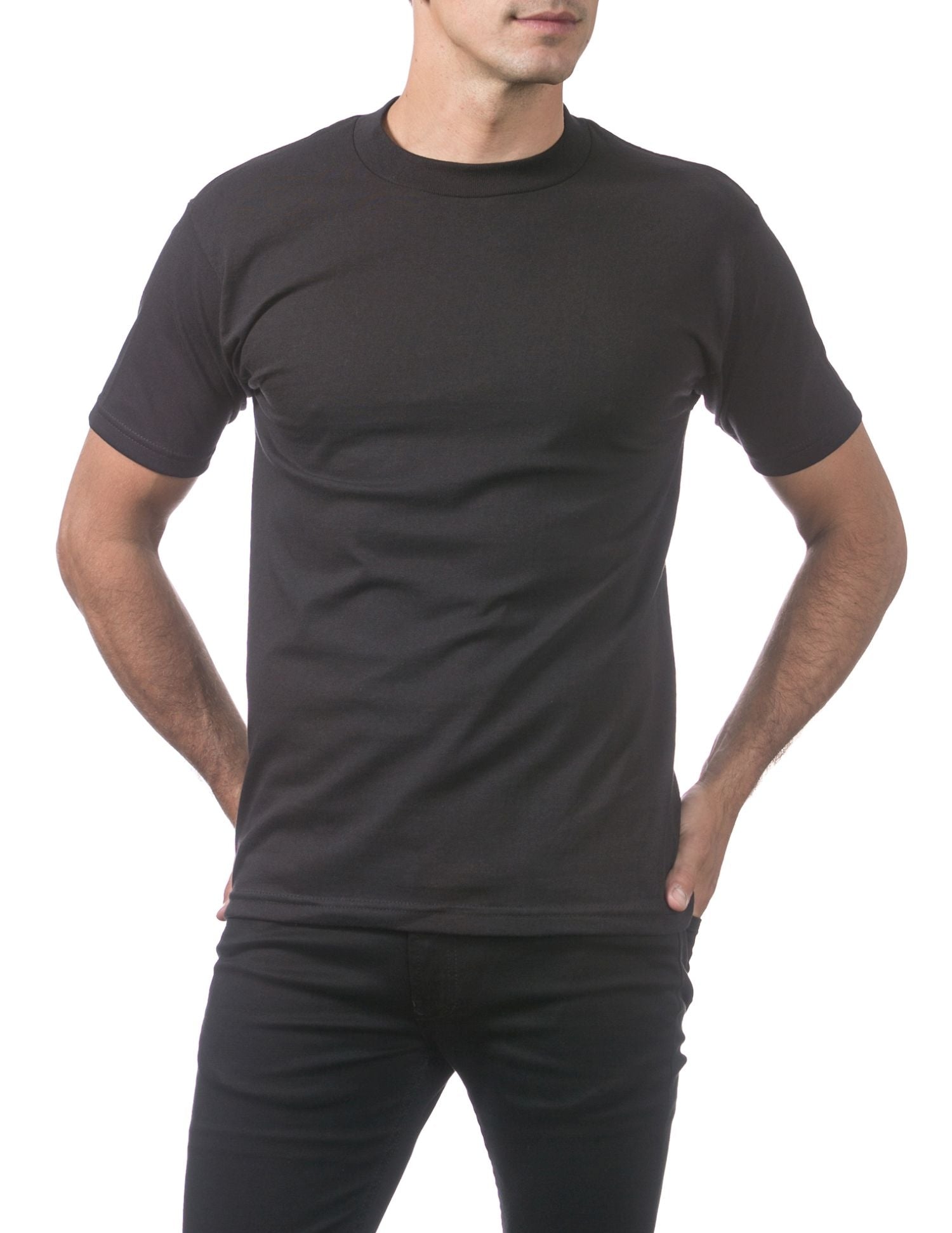 Pro Club Men's Comfort Cotton Short Sleeve T-Shirt - Black - Large - Pro-Distributing
