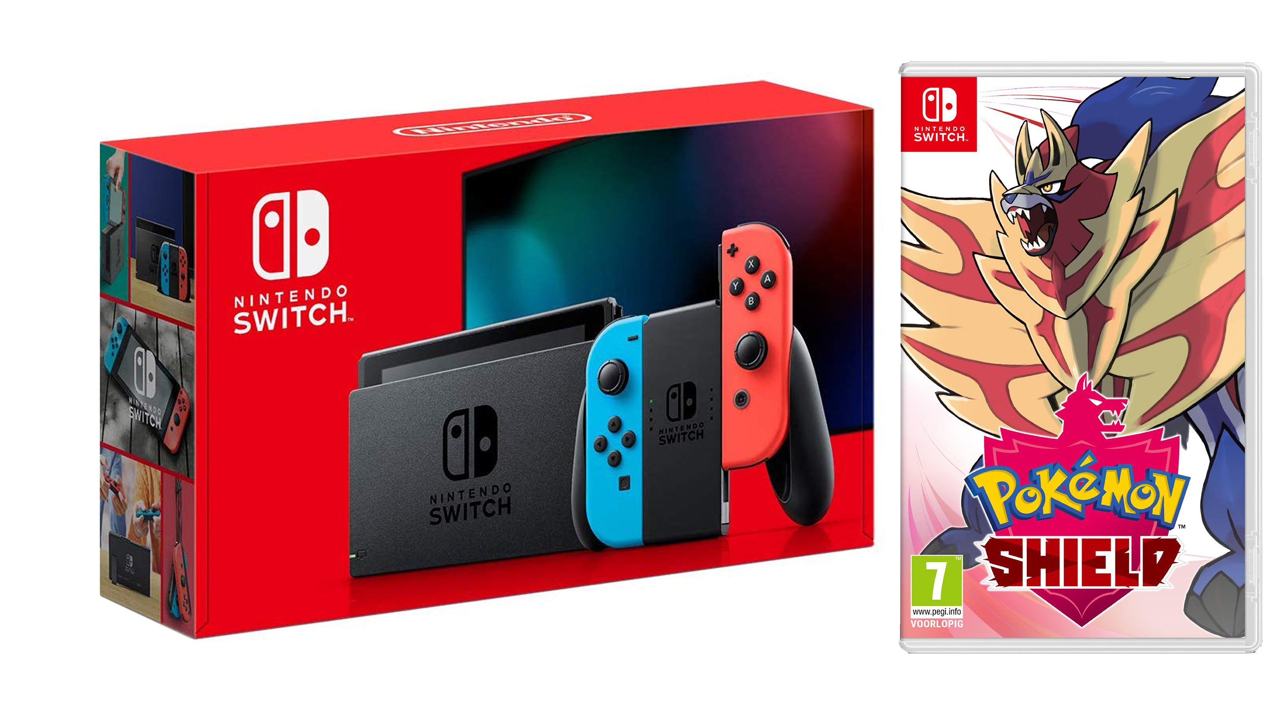 Nintendo Switch 32GB Neon with Pokemon Shield Bundle - Pro-Distributing