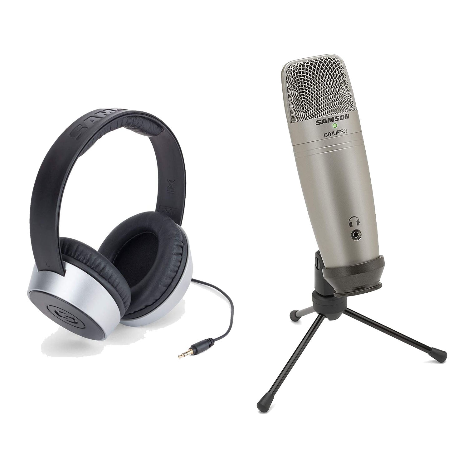 Samson C01U Pro Condenser Microphone with SR550 Closed Back Headphones Bundle - Pro-Distributing
