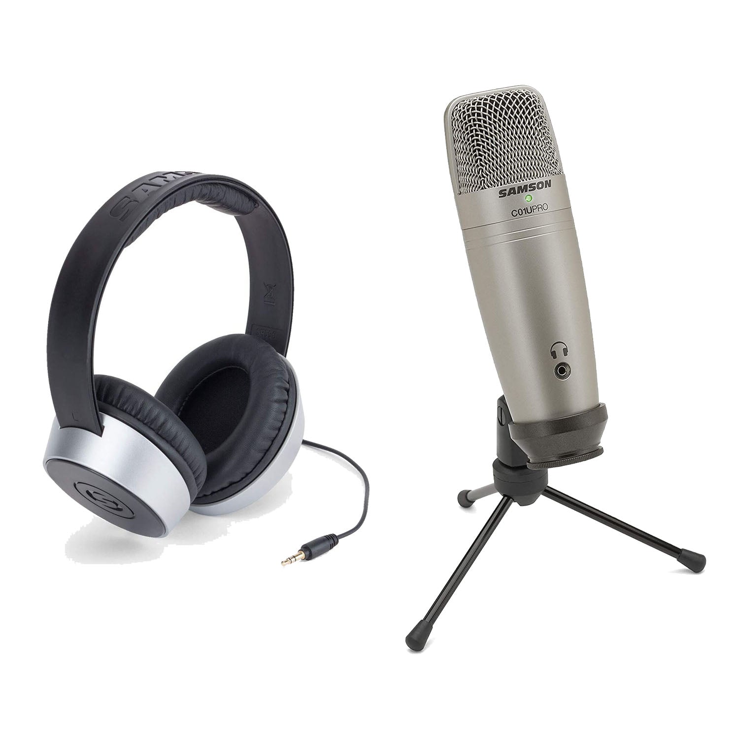 Samson C01U Pro Condenser Microphone with SR550 Closed Back Headphones Bundle - Pro-Distributing