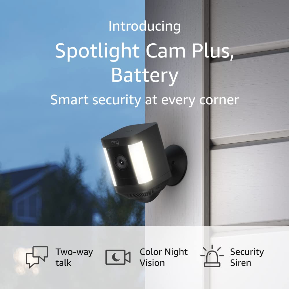 Ring Spotlight Cam Plus Outdoor/Indoor Wireless 1080p Battery Surveillance Camera - Black - Pro-Distributing