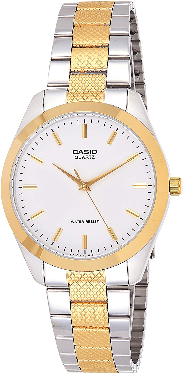 Casio Men's Metal Stainless Steel Analog Wristwatch Two Tone Gold and Silver EAW-MTP-1274SG-7A - Pro-Distributing