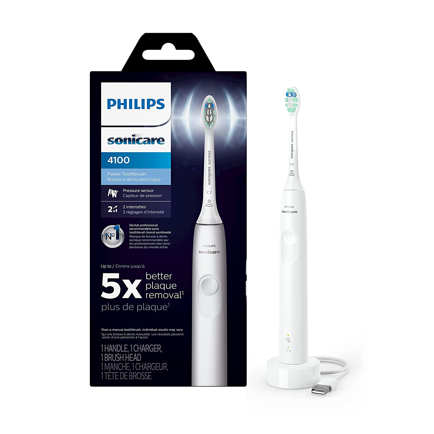 Philips Sonicare 4100 Rechargeable Electric Toothbrush with Pressure Sensor - White - HX3681/23 - Pro-Distributing