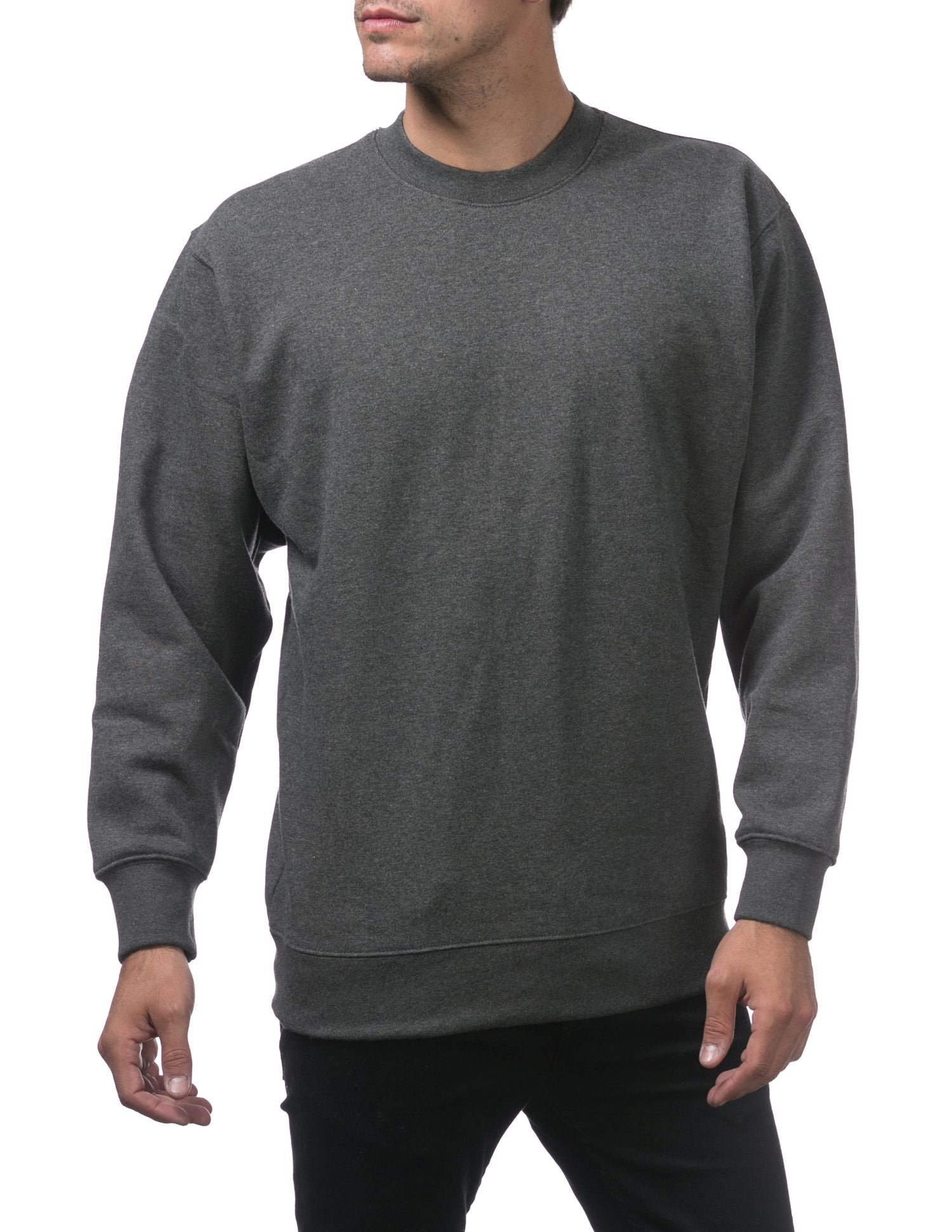 Pro Club Men's Comfort Crew Neck Fleece Pullover Sweater - Charcoal - Large - Pro-Distributing