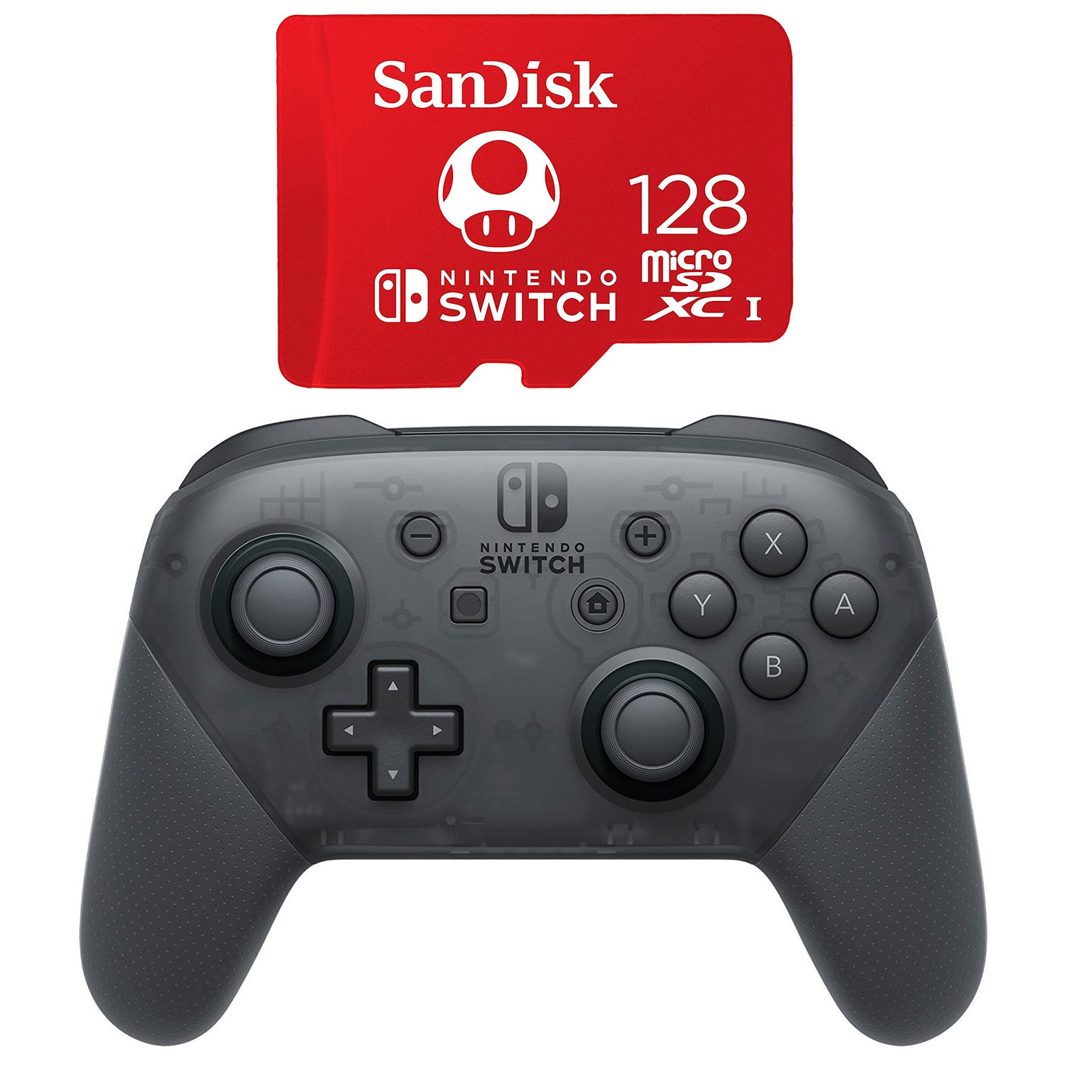 Nintendo Switch Pro Controller and SanDisk 128GB Micro SD Memory Card Bundle - Pro-Distributing