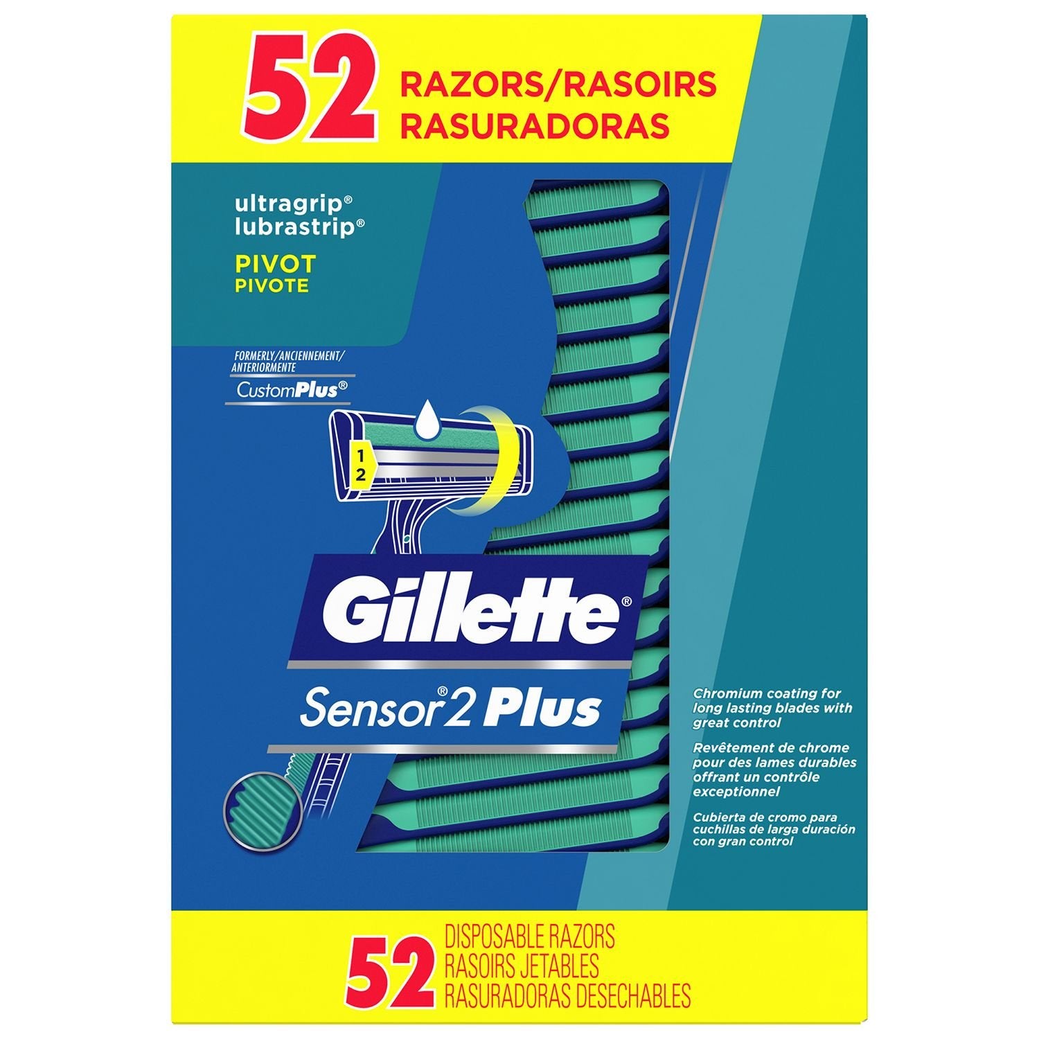 52 Count Gillette Sensor 2 Plus Pivot Disposable Razors with Powder Lubrastrip - Pro-Distributing