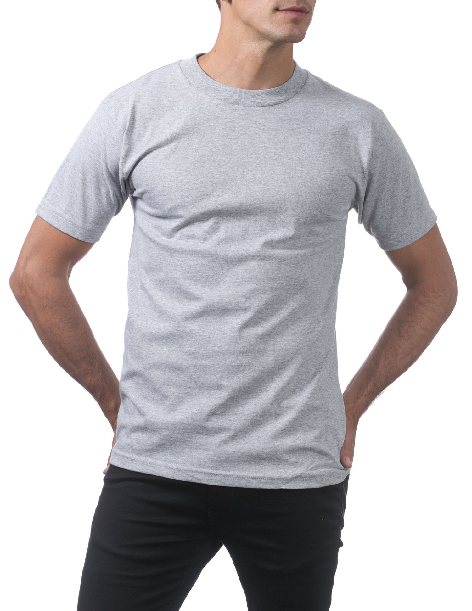 Pro Club Men's Comfort Cotton Short Sleeve T-Shirt - Heather Gray - X-Large - Pro-Distributing