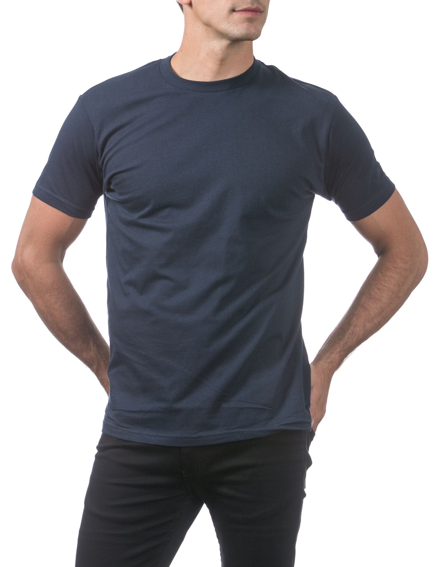 Pro Club Men's Comfort Cotton Short Sleeve T-Shirt - Navy Blue - Small - Pro-Distributing