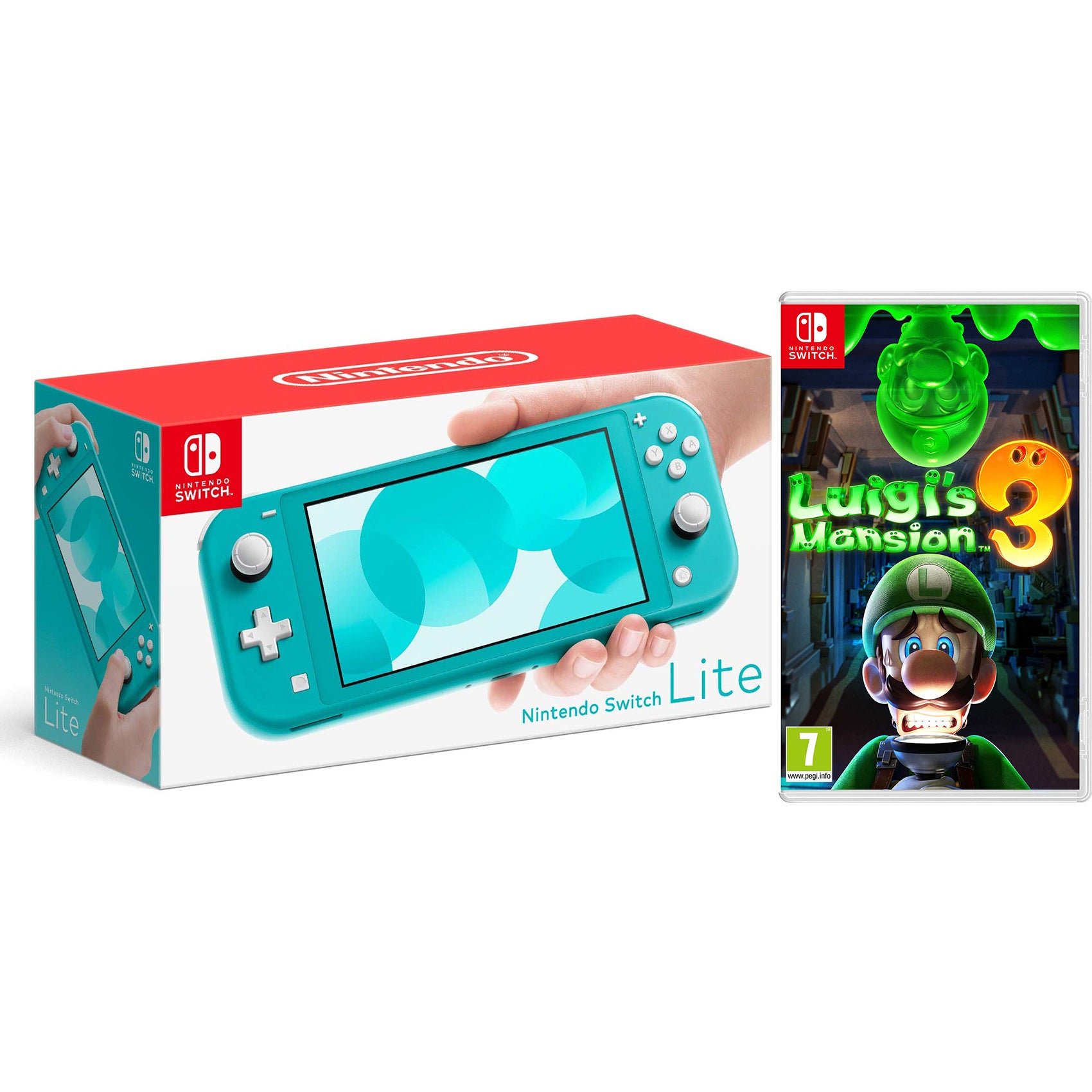 Nintendo Switch Lite 32GB Turquoise and Luigi's Mansion 3 Bundle - Pro-Distributing